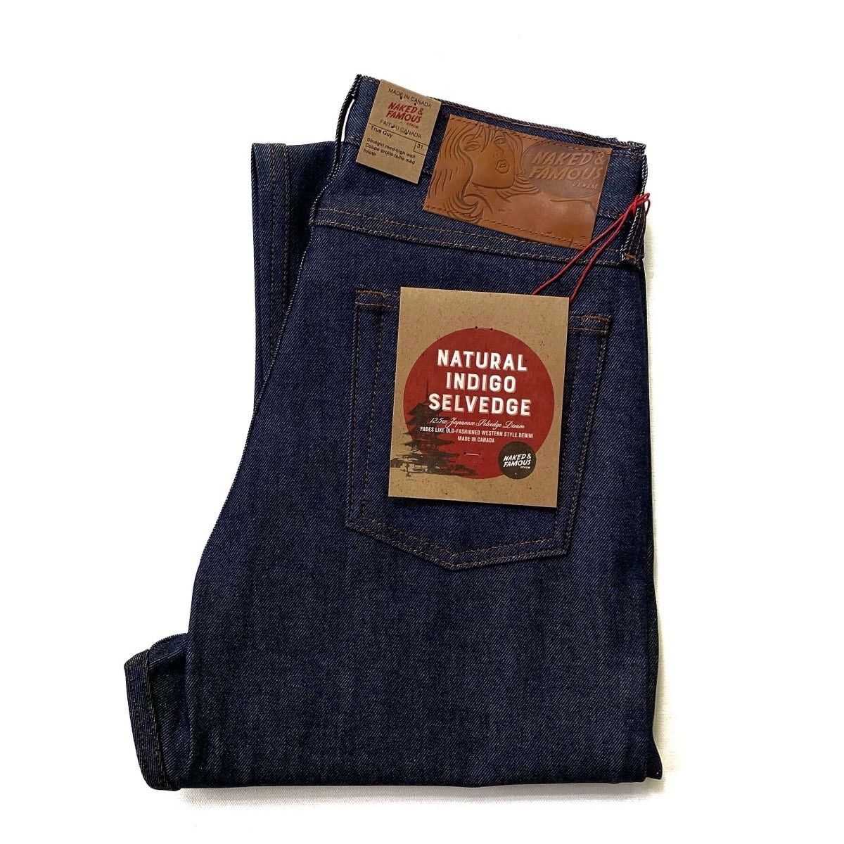 Image of Naked Famous Naked & Famous Denim True Guy Natural Indigo Selvedge Denim in Blue, Men's (Size 33)