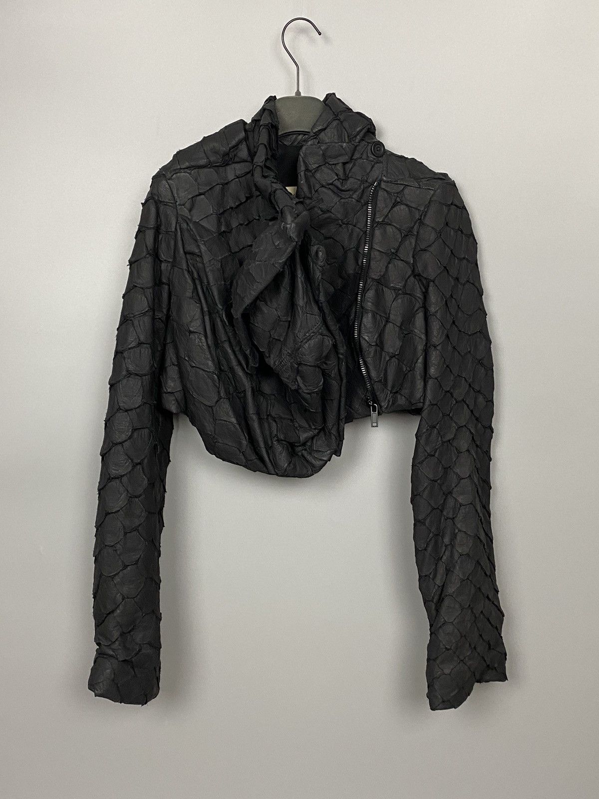 Rick Owens FW16 ‘MASTODON’ Pirarucu Cropped Draped Jacket Size US XXS / EU 40 - 5 Thumbnail