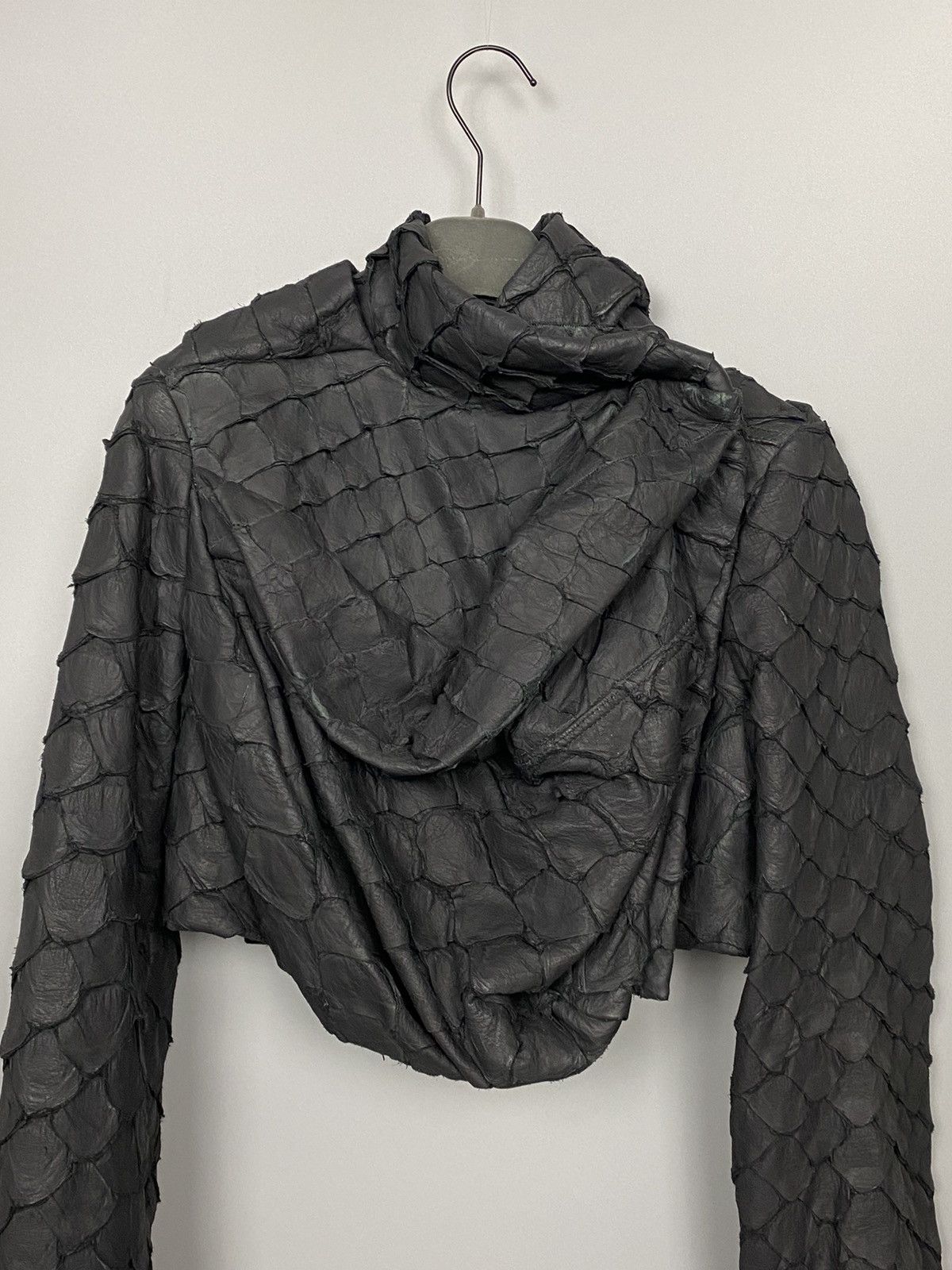 Rick Owens FW16 ‘MASTODON’ Pirarucu Cropped Draped Jacket Size US XXS / EU 40 - 2 Thumbnail