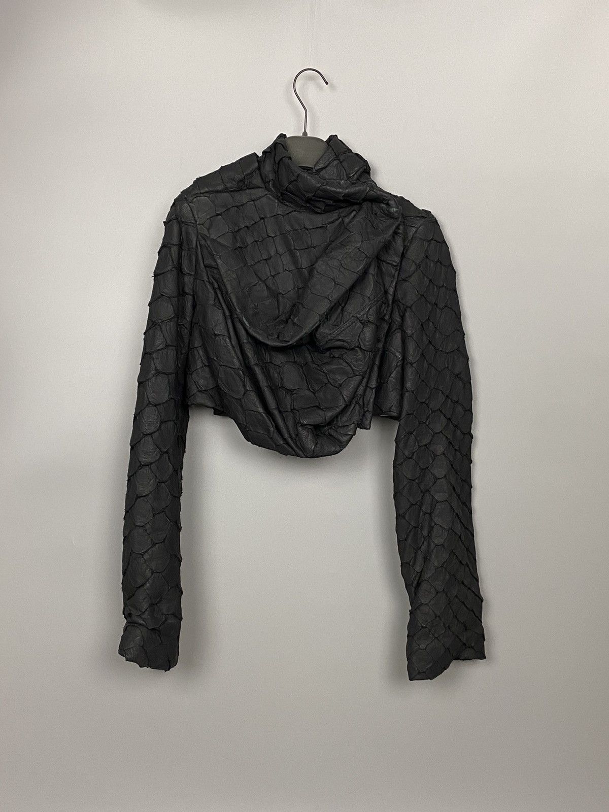 Rick Owens FW16 ‘MASTODON’ Pirarucu Cropped Draped Jacket Size US XXS / EU 40 - 1 Thumbnail