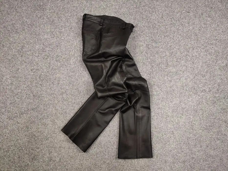 Japanese Brand Vintage 90's Japan Avant Garde Leather Baggy Flared Pants Size 32" / US 10 / IT 46 - 1 Thumbnail
