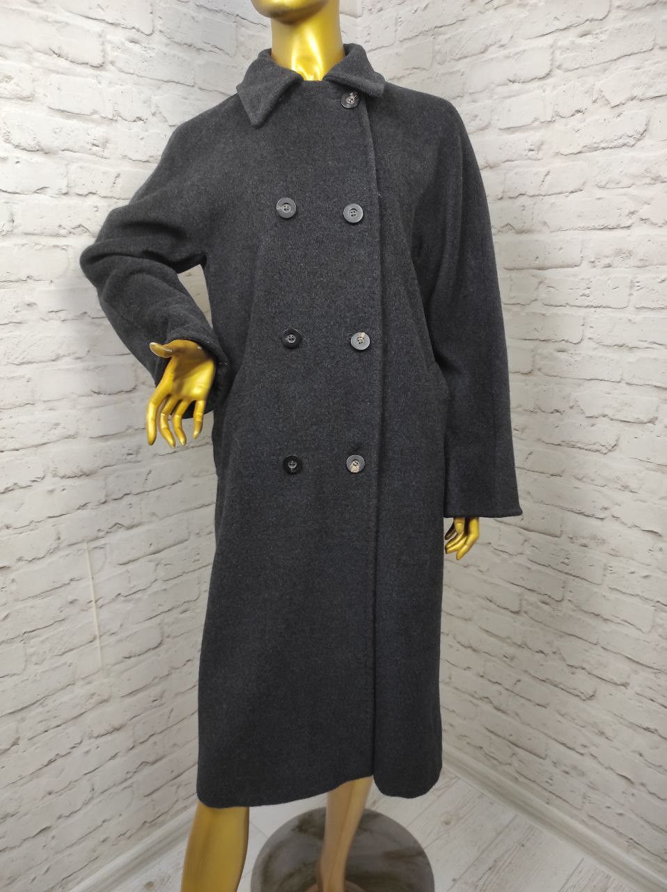 image of Italian Designers x Max Mara Marella Longline Wool Cashmere Double Breasted Coat Size S in Black, W