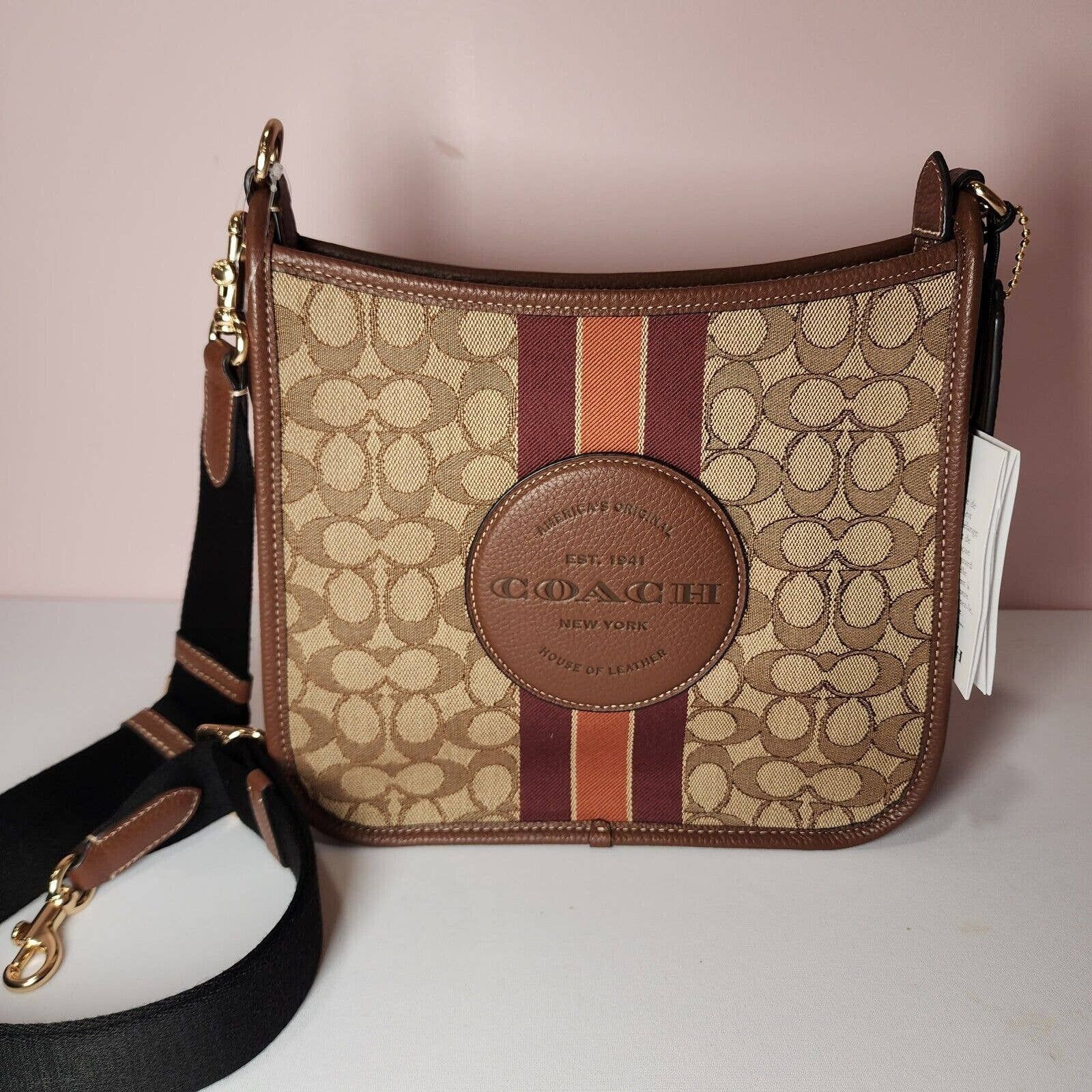 Coach Dempsey File Bag In Signature store Jacquard With Stripe And Coach Patch