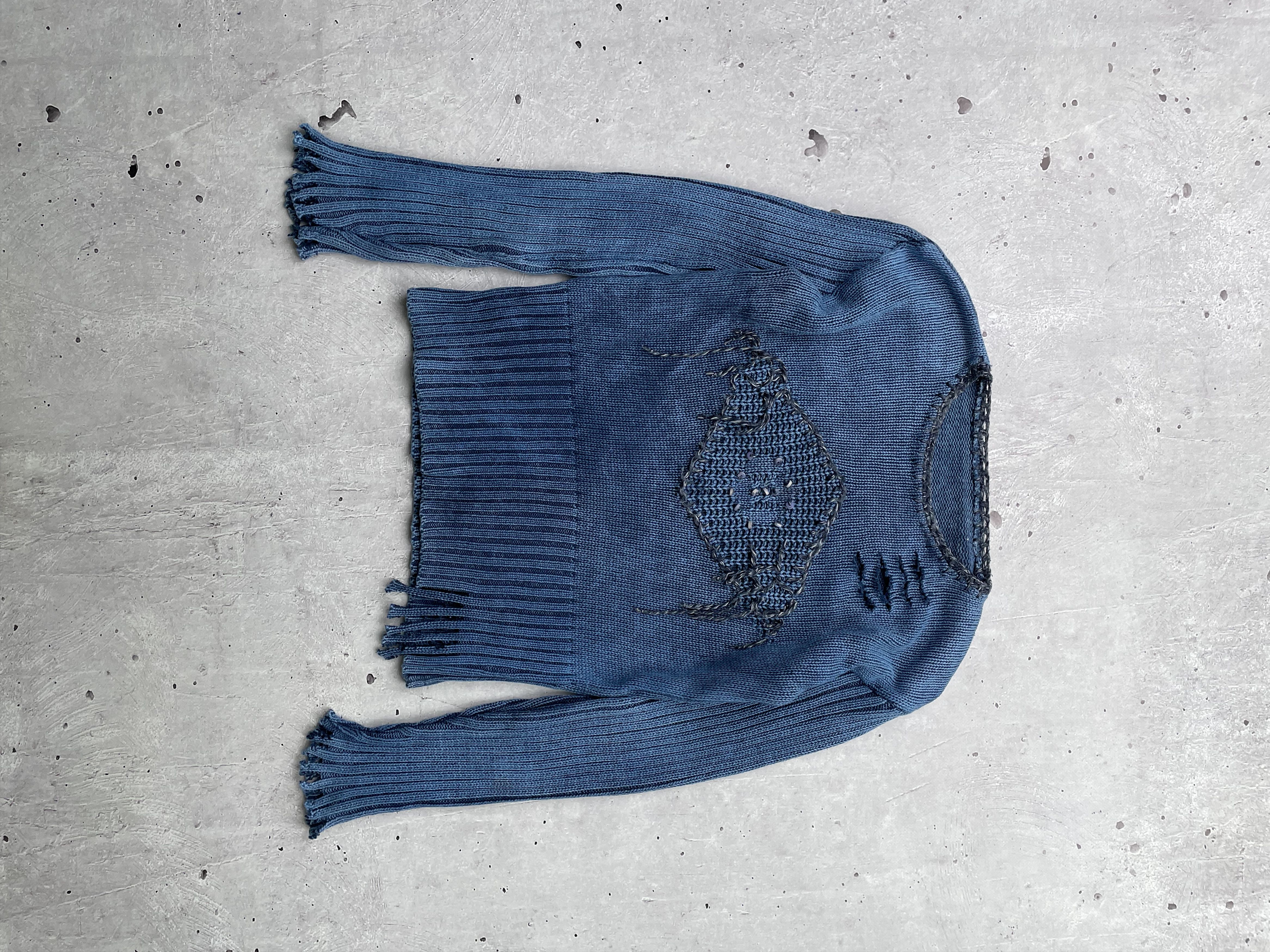 image of Archival Clothing x Vintage Distressed Sweater in Blue, Men's (Size Medium)