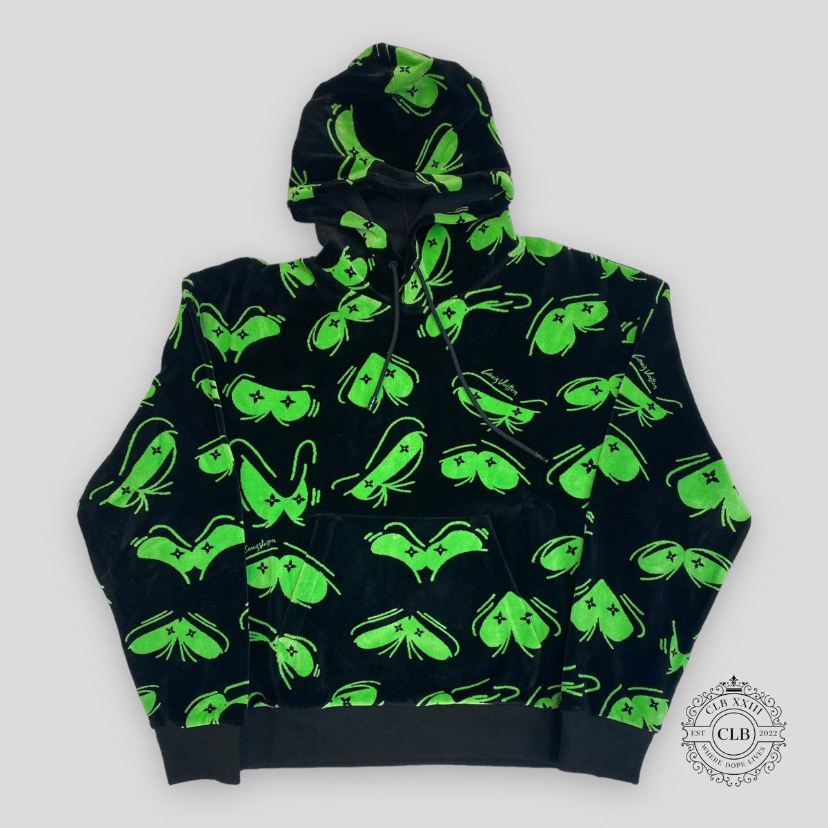 Louis Vuitton Black & Green Eyes Velvet Hoodie