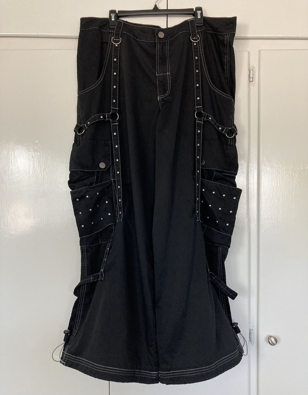 image of Vintage Illig Pants Rave Cargo Straps 90's Y2K Goth Bondage Tripp Emo in Black, Men's (Size 42)
