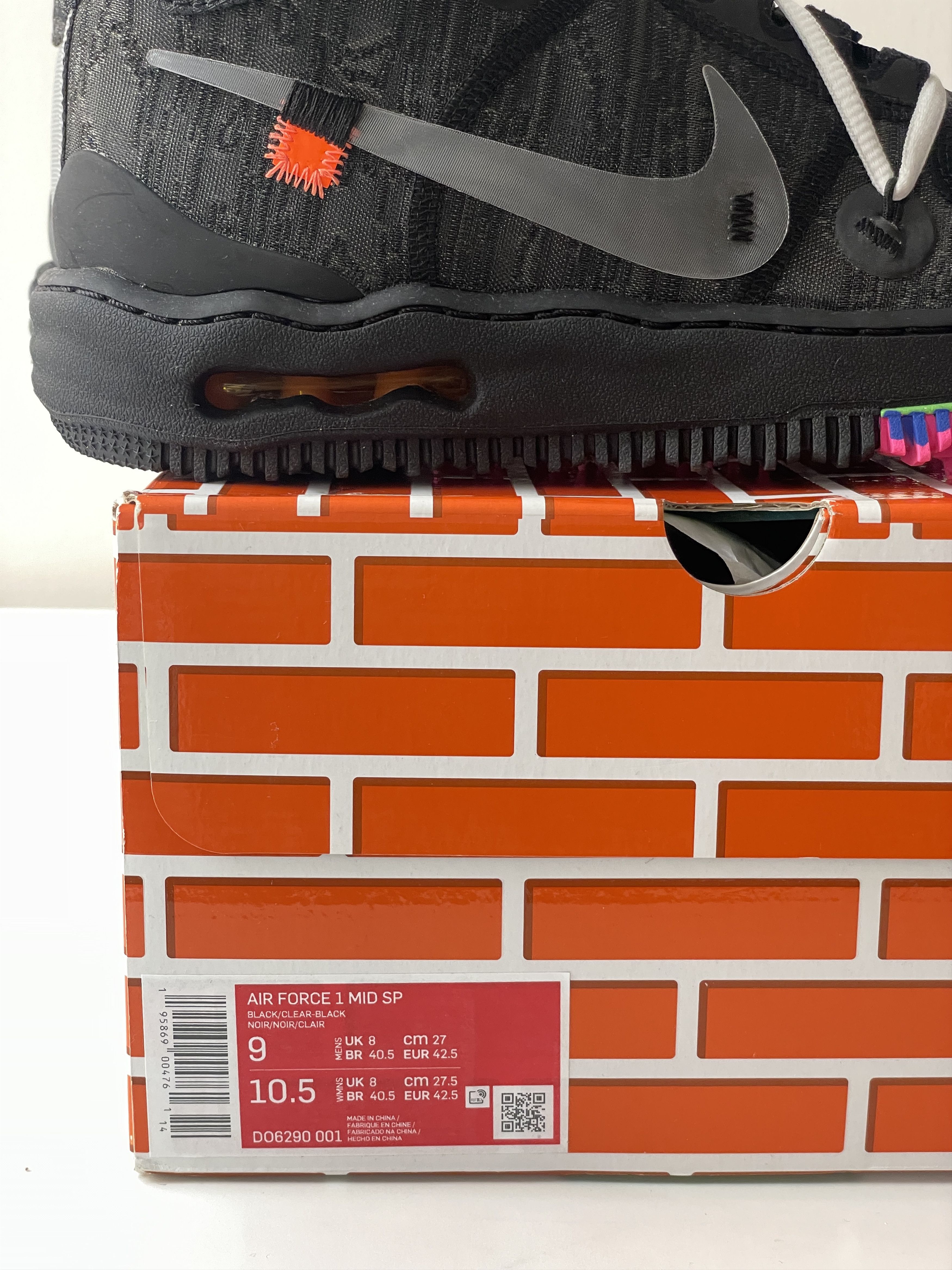 Nike × Off-White Sz 9 - Nike Air Force 1 Mid Off-White Black 2022 DO6290-001 Size US 9 / EU 42 - 8 Thumbnail