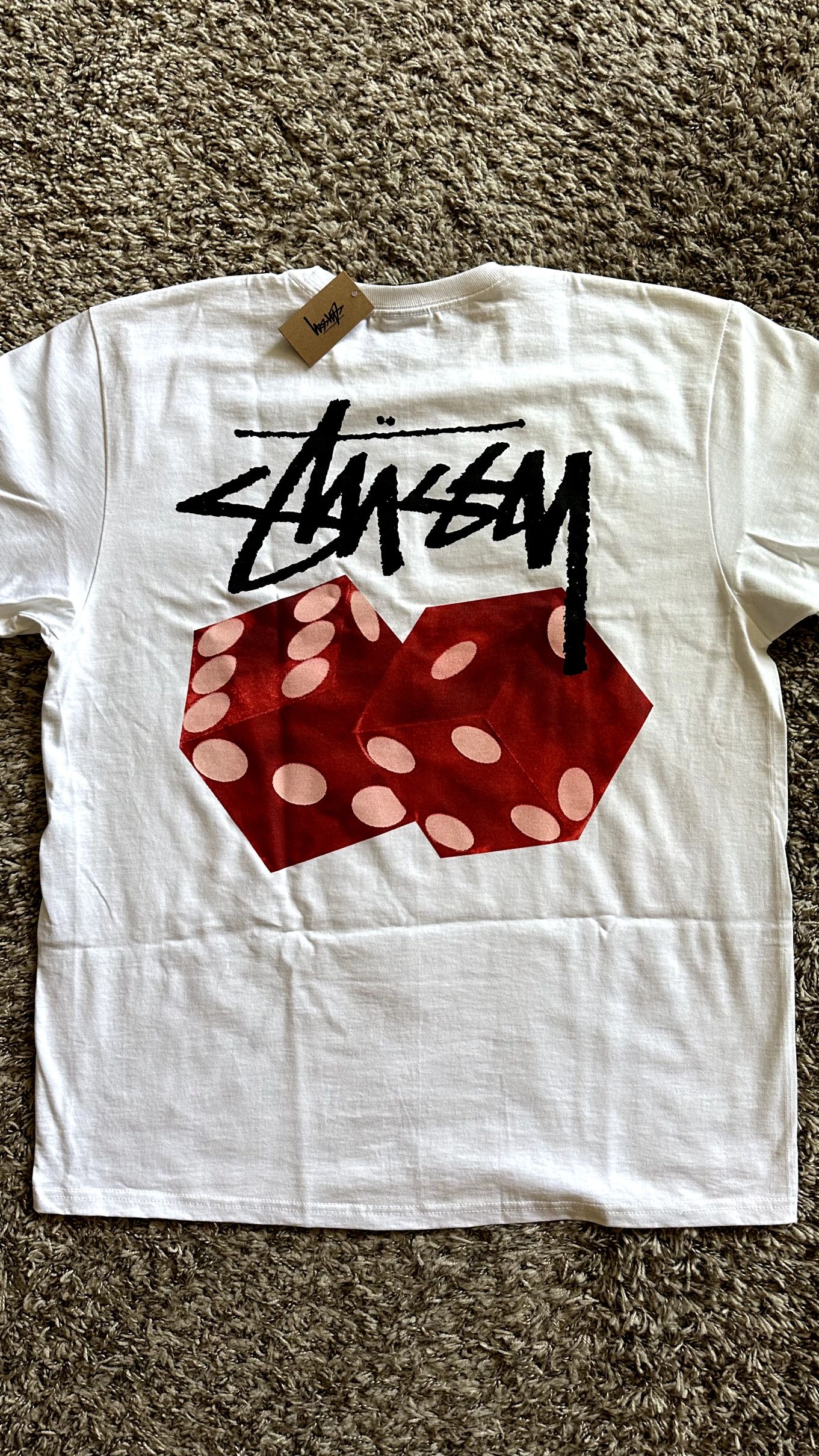 Stussy **NEW RARE** STUSSY DICED OUT DICE WHITE LOGO TEE T-SHIRT L