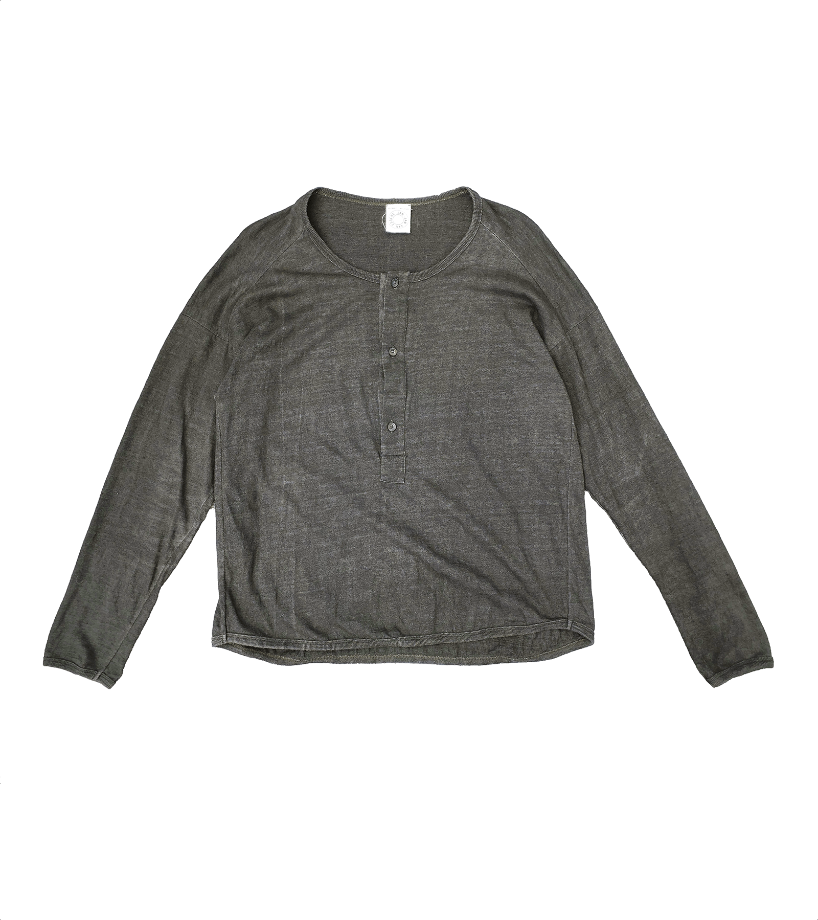 image of Jan Jan Van Essche 79 Henley Tee Shirt in Dark Sumi, Men's (Size Small)