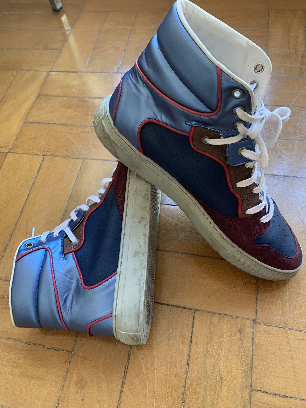 Balenciaga Rare Balenciaga Hi-Top Sneakers in Multicolor Leather Size US 9 / EU 42 - 14 Thumbnail