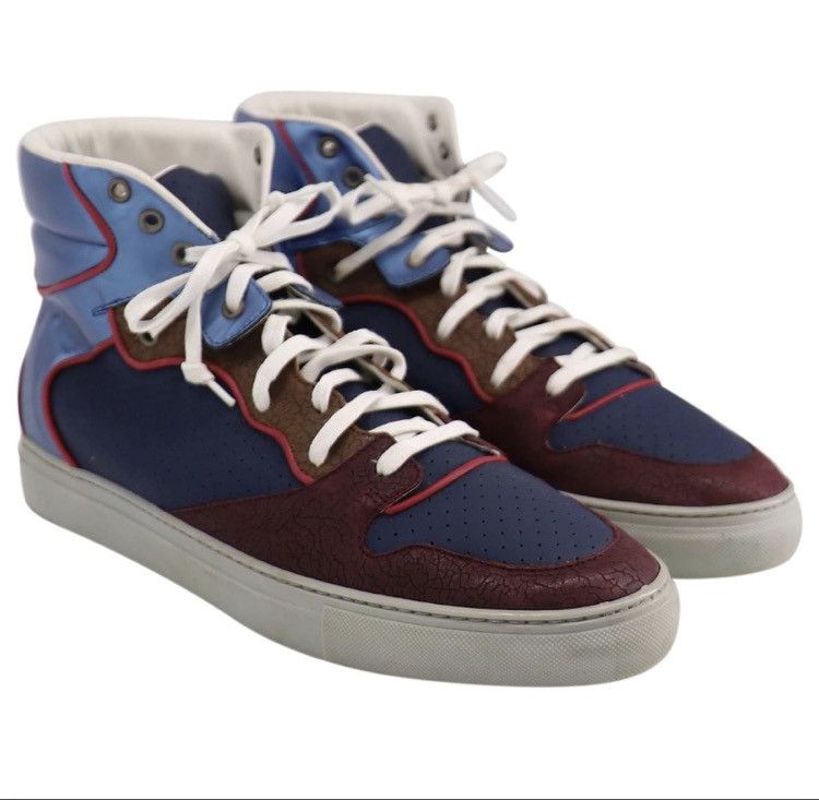 Rare Balenciaga Hi-Top Sneakers in Multicolor Leather
