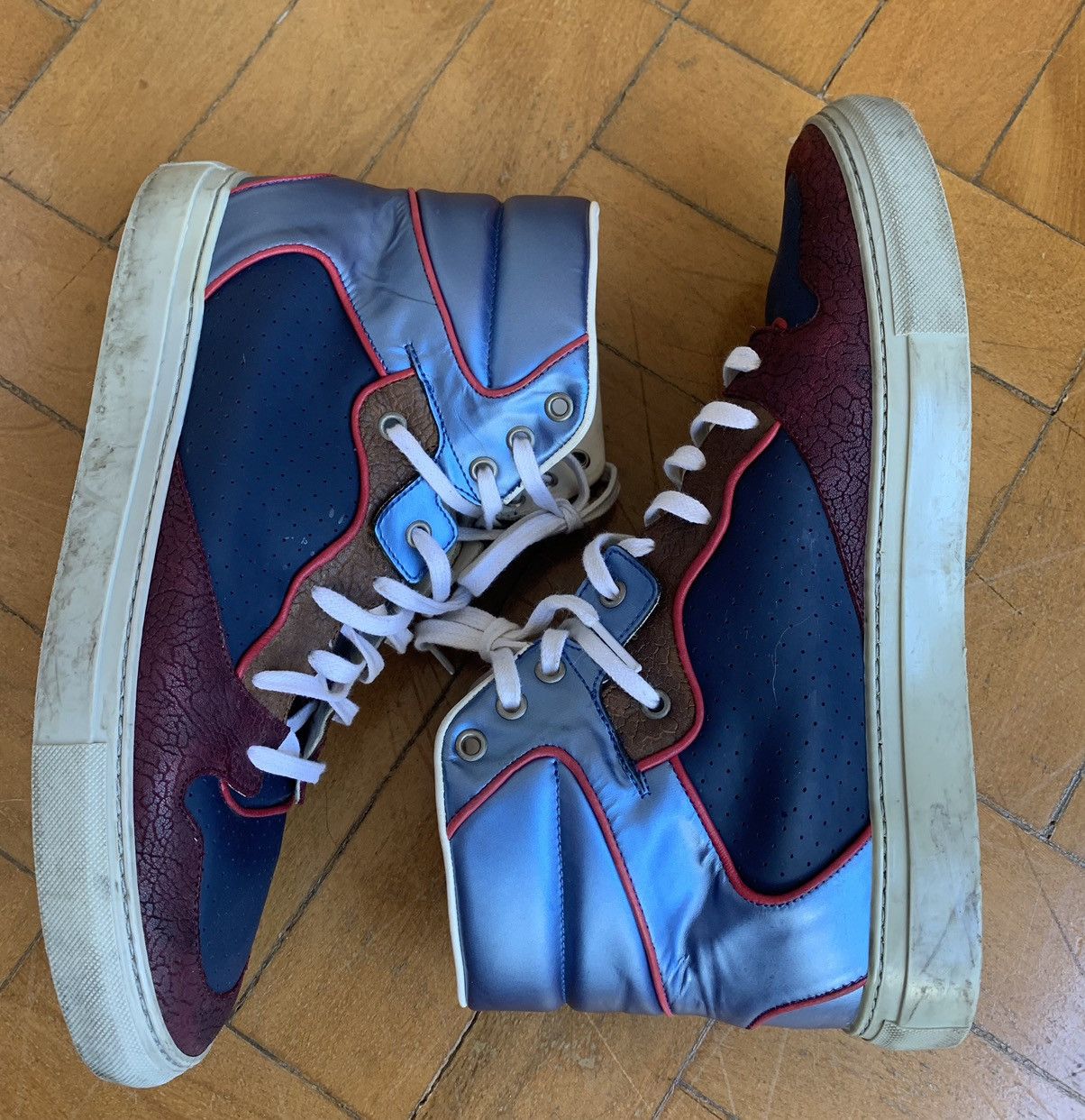 Balenciaga Rare Balenciaga Hi-Top Sneakers in Multicolor Leather Size US 9 / EU 42 - 1 Thumbnail