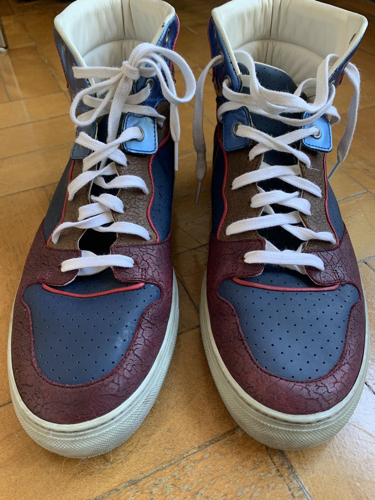 Balenciaga Rare Balenciaga Hi-Top Sneakers in Multicolor Leather Size US 9 / EU 42 - 18 Thumbnail