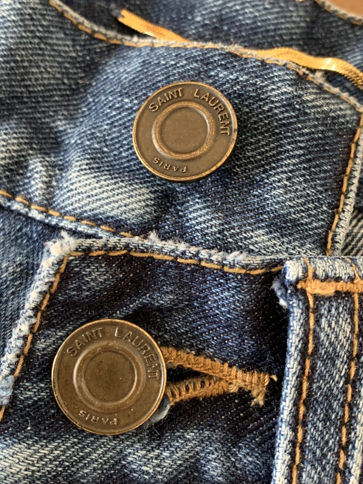Saint Laurent Paris Saint Laurent Paris Asymmetric waistband blue jeans Size US 27 - 9 Thumbnail