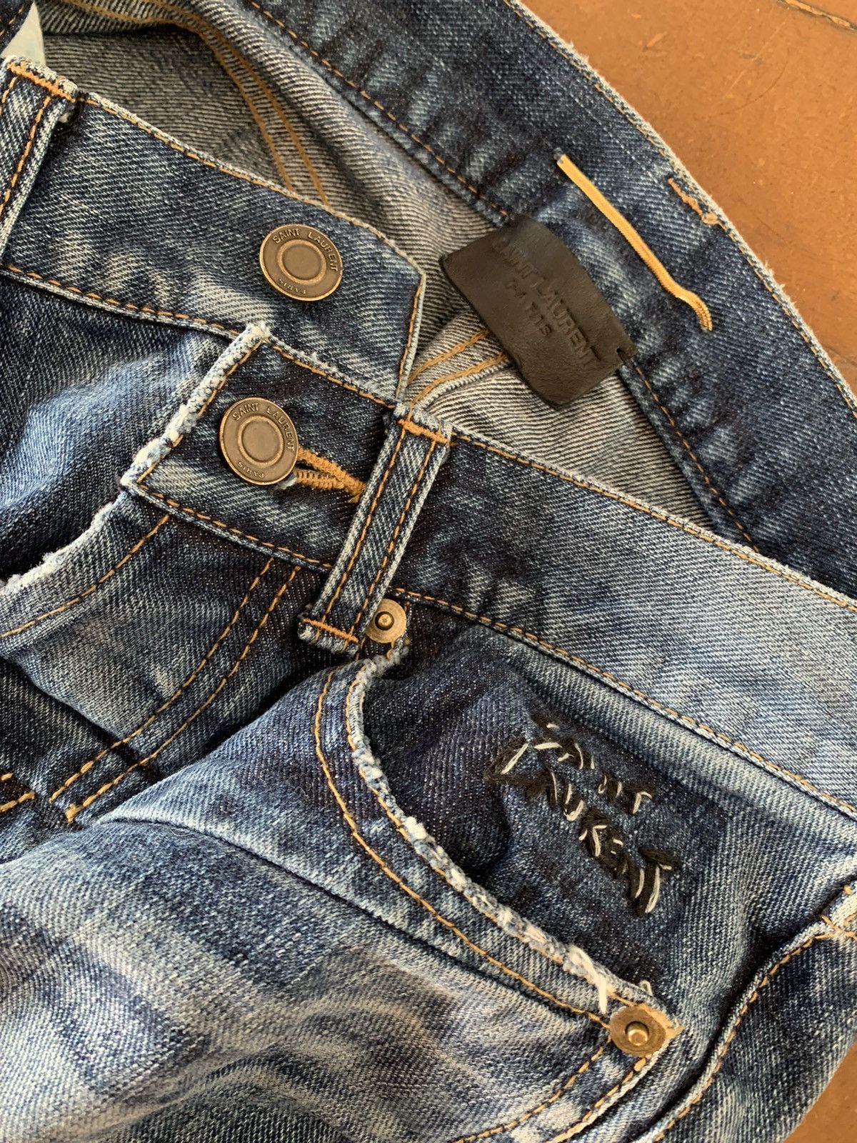 Saint Laurent Paris Saint Laurent Paris Asymmetric waistband blue jeans Size US 27 - 15 Thumbnail