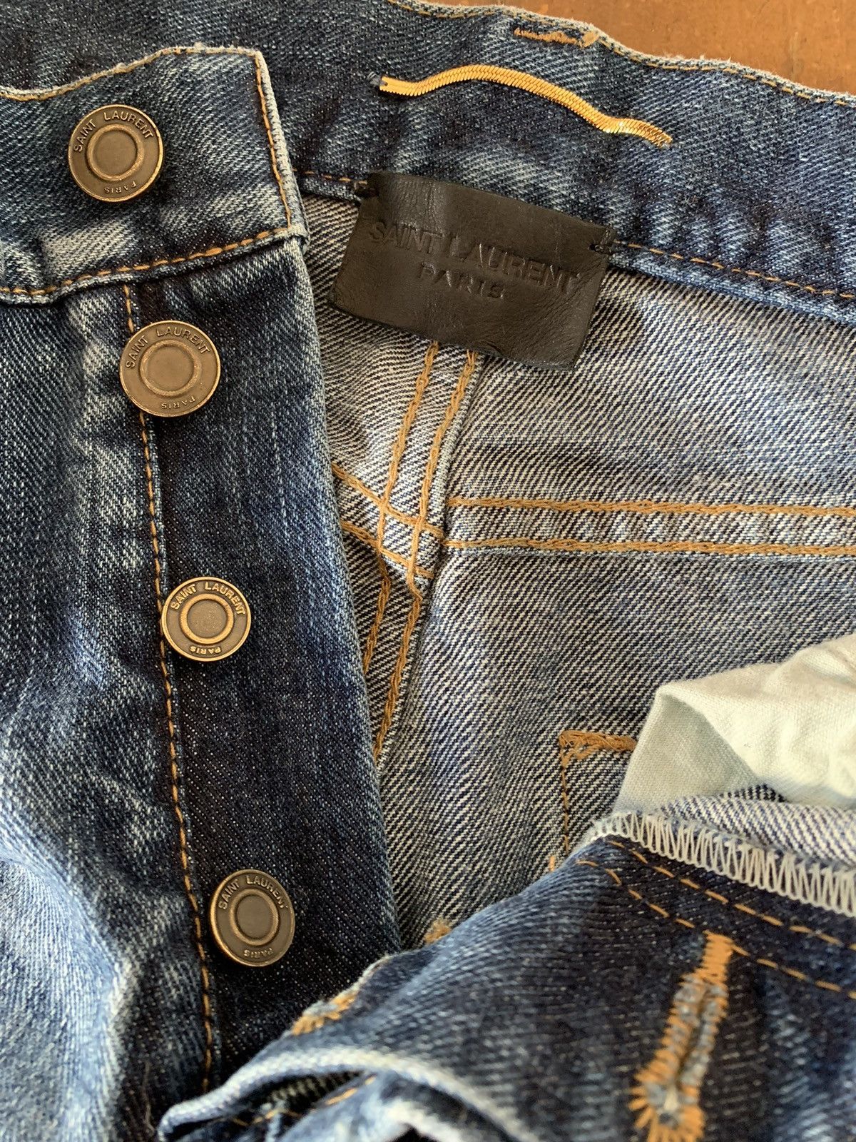 Saint Laurent Paris Saint Laurent Paris Asymmetric waistband blue jeans Size US 27 - 16 Thumbnail