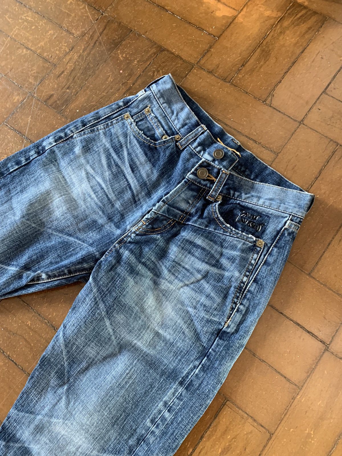 Saint Laurent Paris Saint Laurent Paris Asymmetric waistband blue jeans Size US 27 - 11 Thumbnail