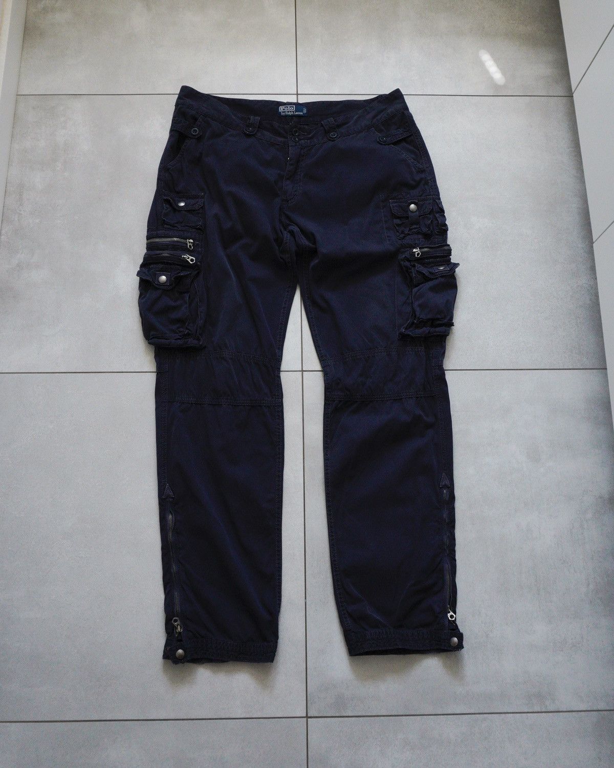 image of Vintage Polo Ralph Laurent Utility Cargo Zip Pocket Pants in Navy, Men's (Size 38)