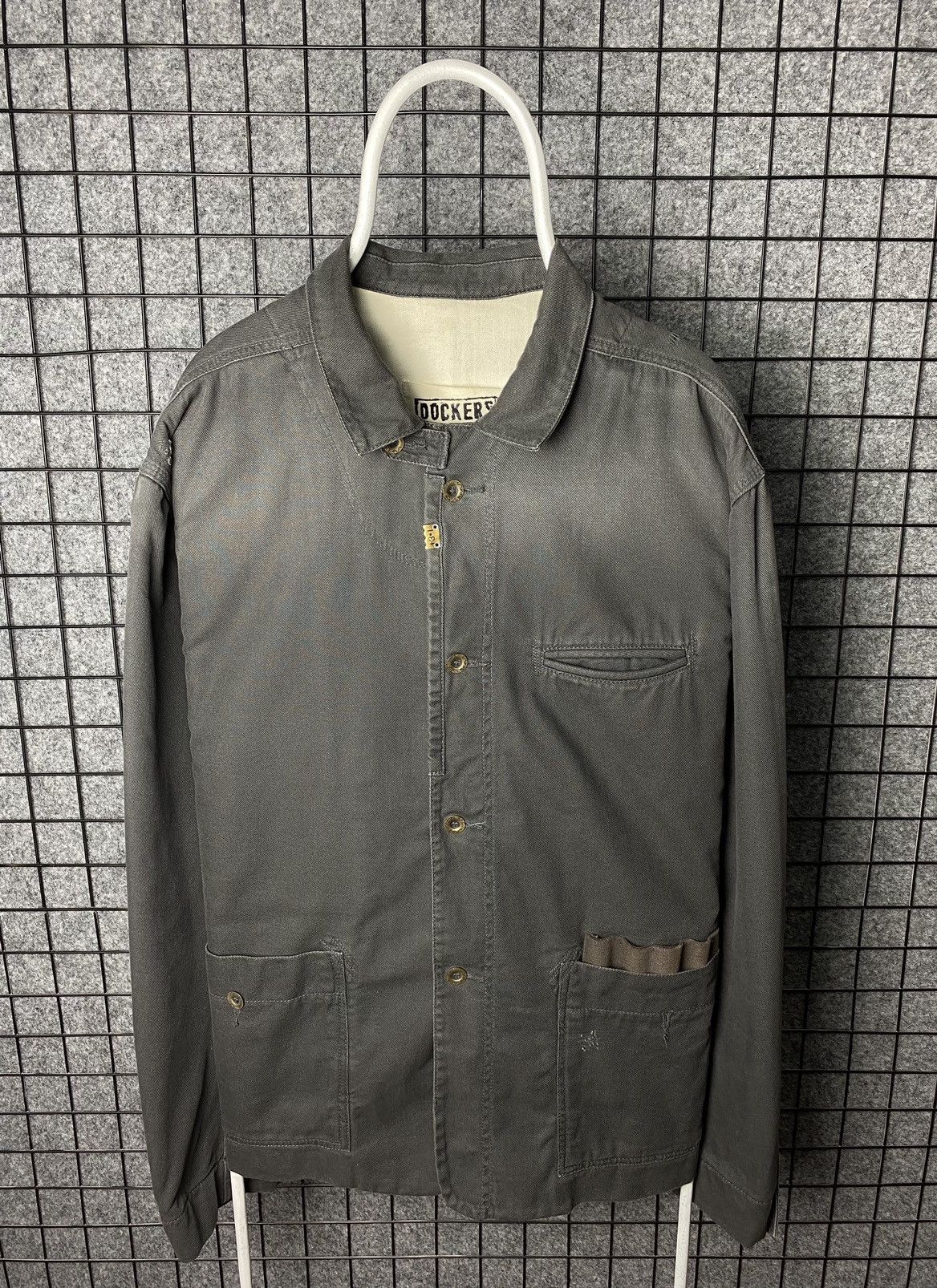 image of Dockers Vintage Distressed Workwear Light Jacket Size XL in Grey, Men's