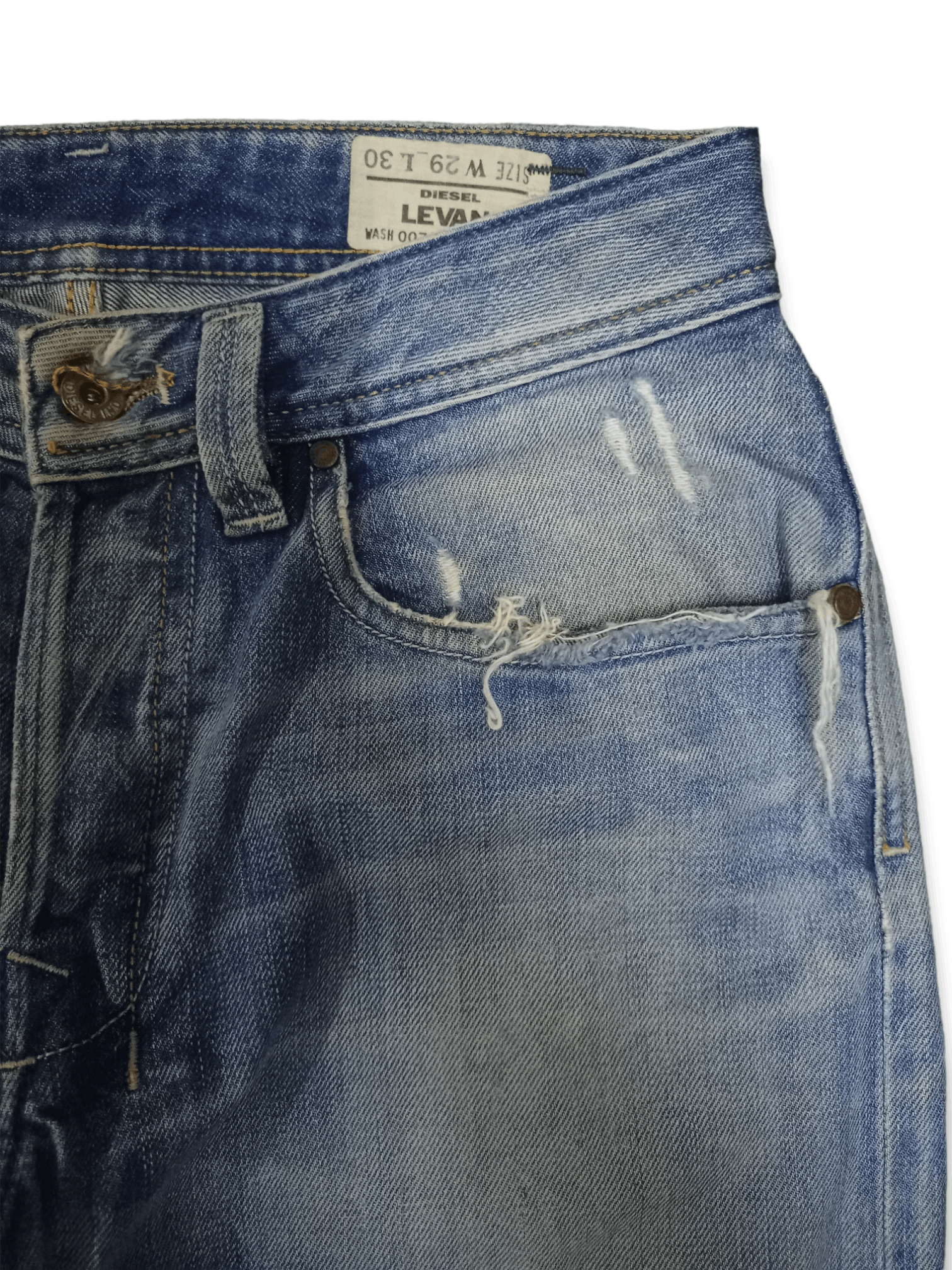 Diesel Vintage Diesel Levan Button Fly Distressed Baggy Jeans 29x29 Size US 29 - 7 Thumbnail