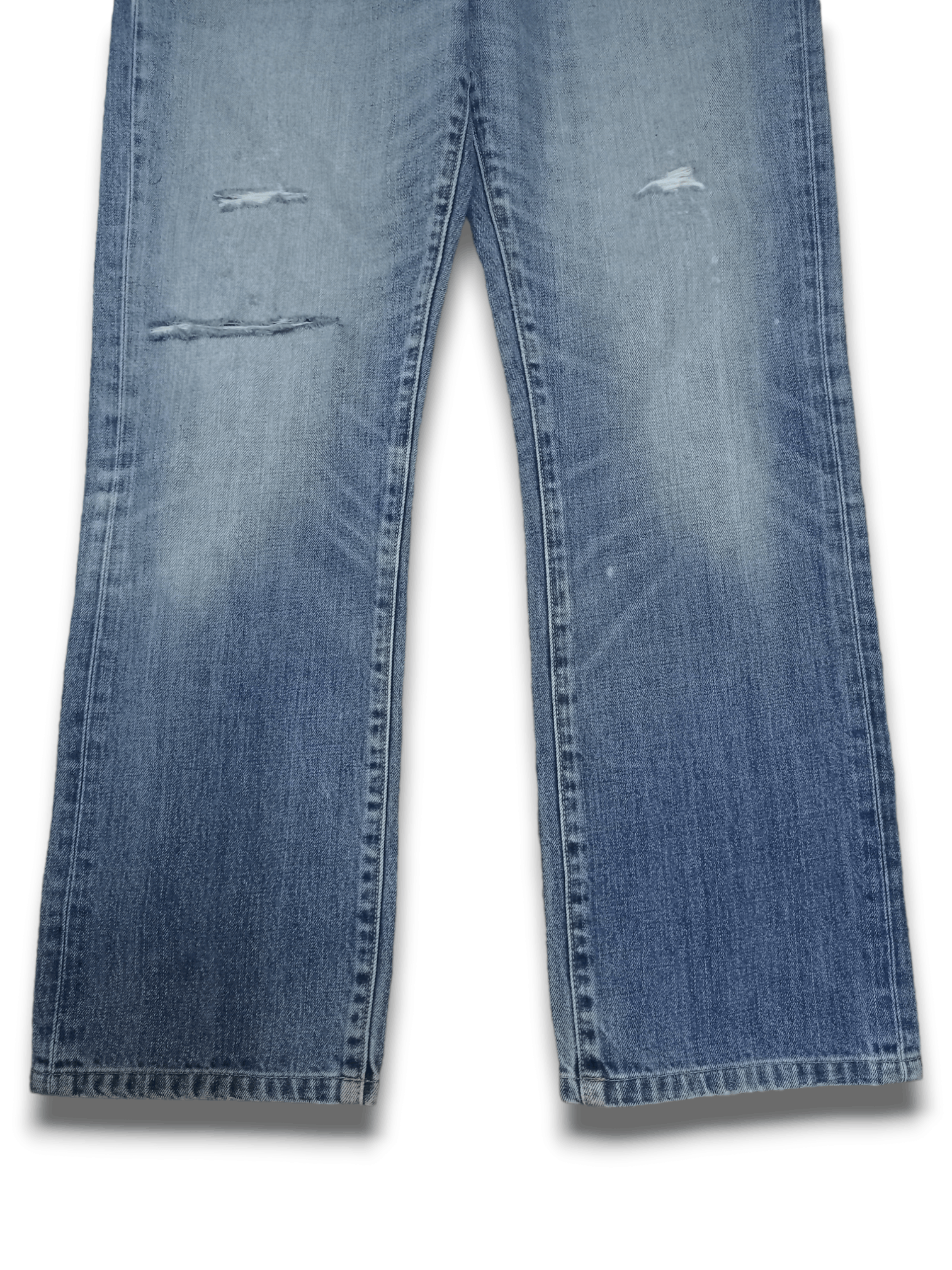 Japanese Brand × Uniqlo Vintage Japanese Uniqlo Blue Wash Distressed Loose Jeans Size US 35 - 7 Thumbnail