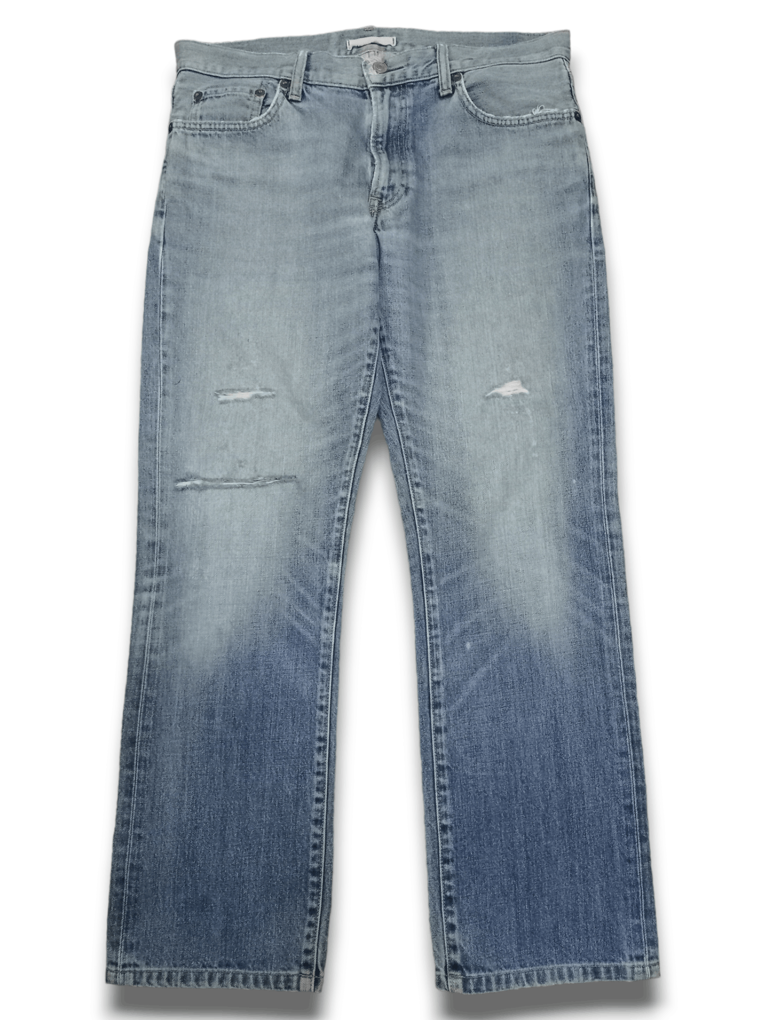 Japanese Brand × Uniqlo Vintage Japanese Uniqlo Blue Wash Distressed Loose Jeans Size US 35 - 1 Thumbnail