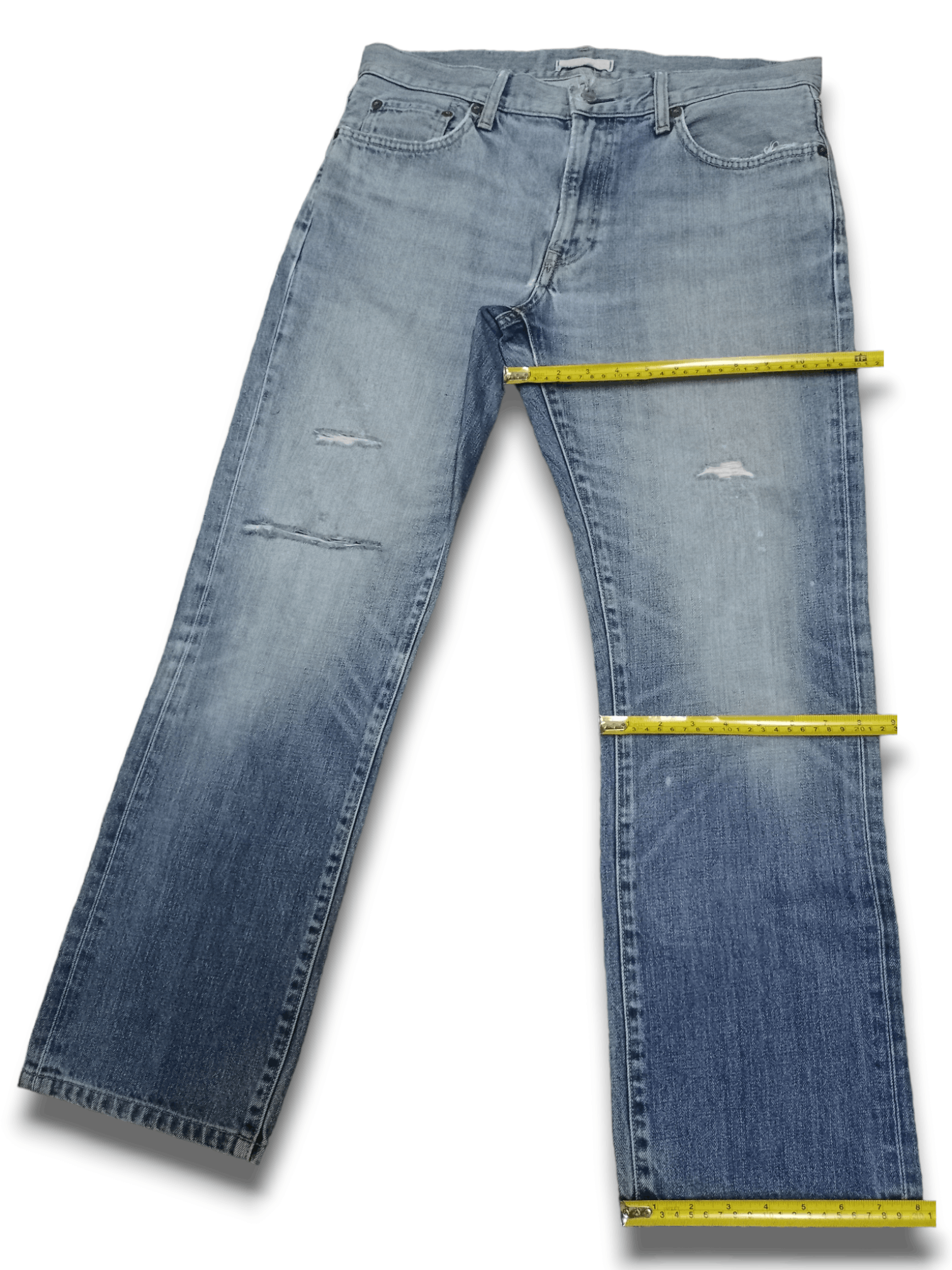 Japanese Brand × Uniqlo Vintage Japanese Uniqlo Blue Wash Distressed Loose Jeans Size US 35 - 10 Thumbnail