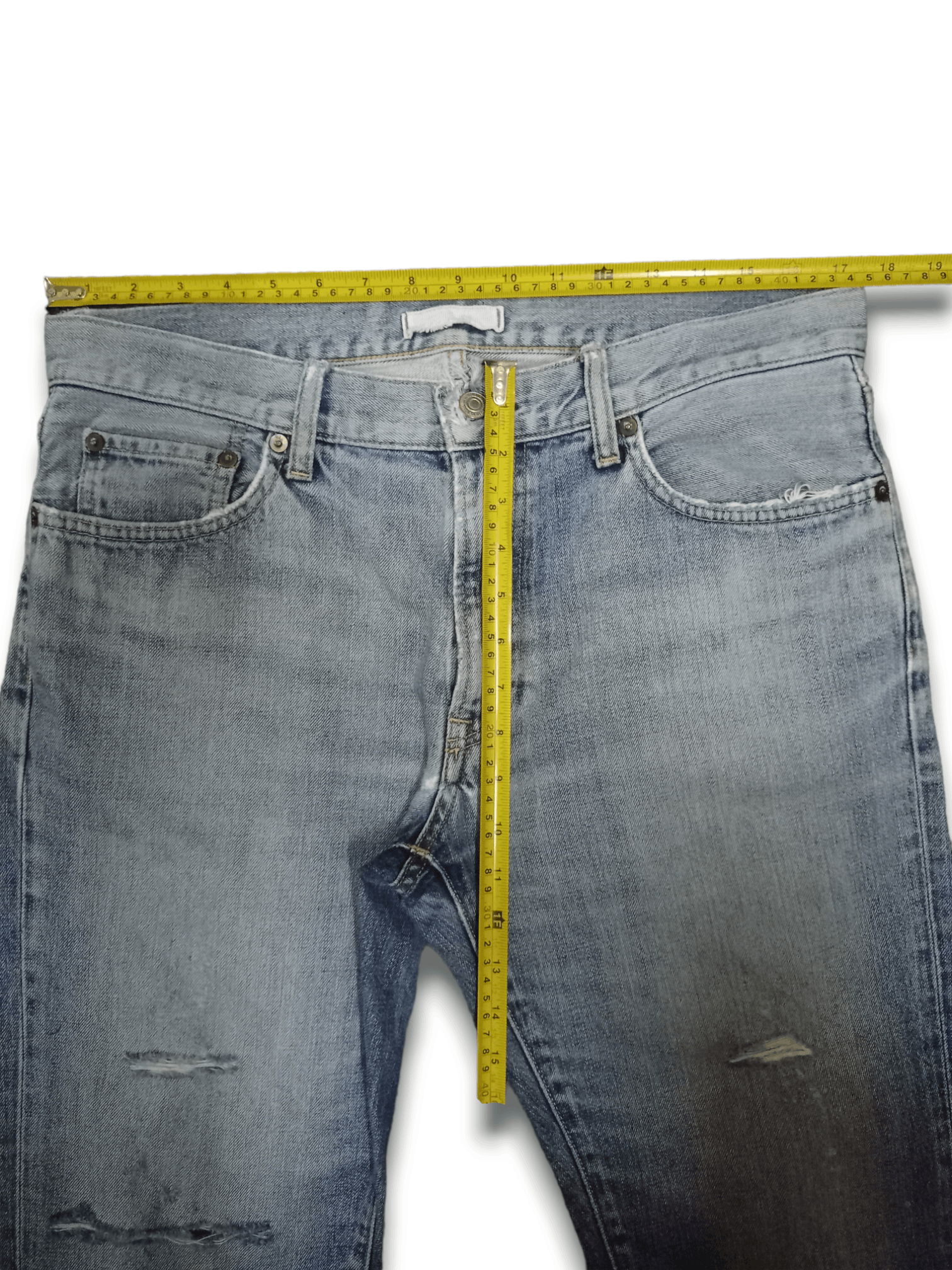 Japanese Brand × Uniqlo Vintage Japanese Uniqlo Blue Wash Distressed Loose Jeans Size US 35 - 8 Thumbnail