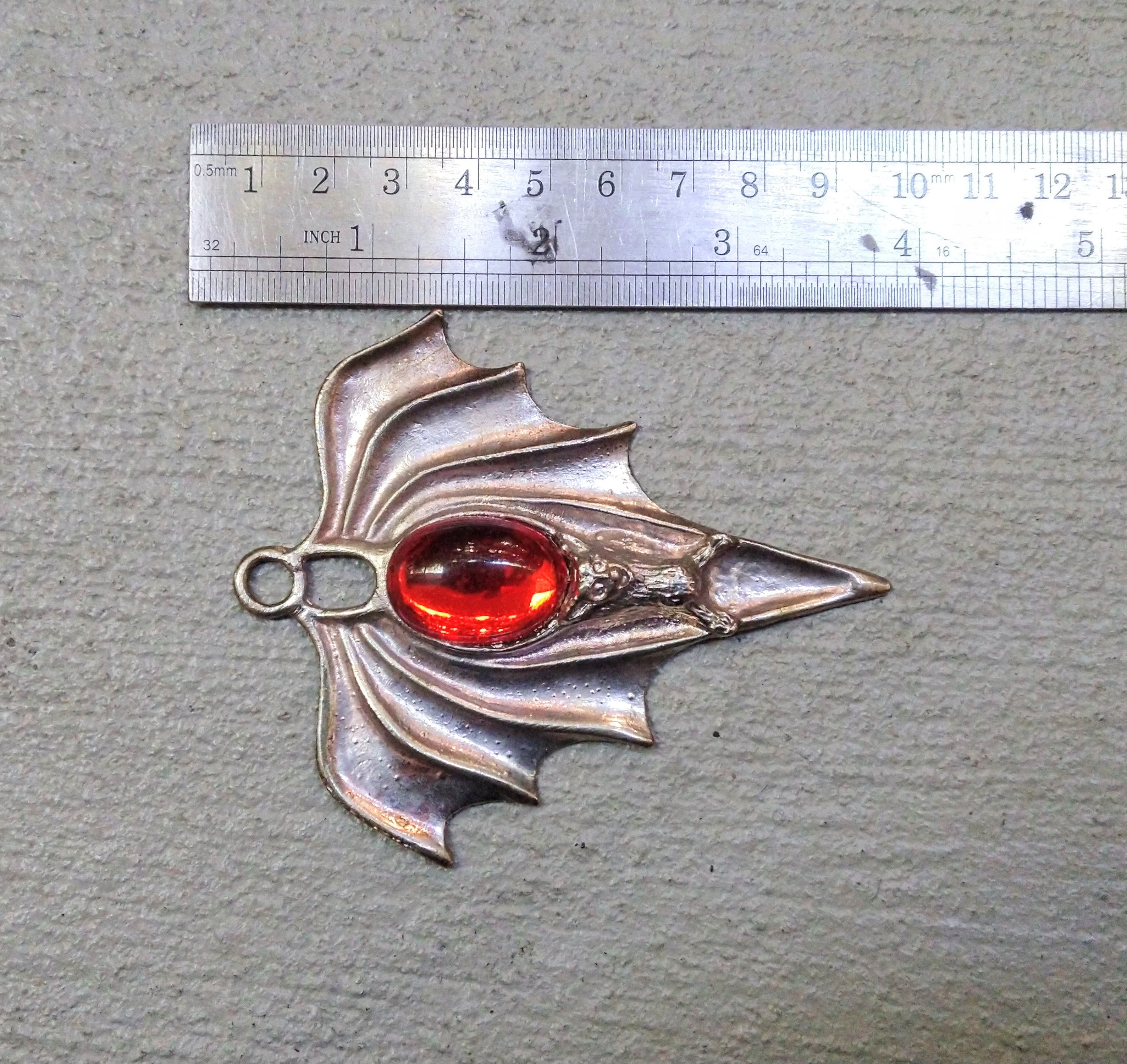 Jewelry Bat Pendant 4" Halloween Orange Silver Size ONE SIZE - 10 Thumbnail