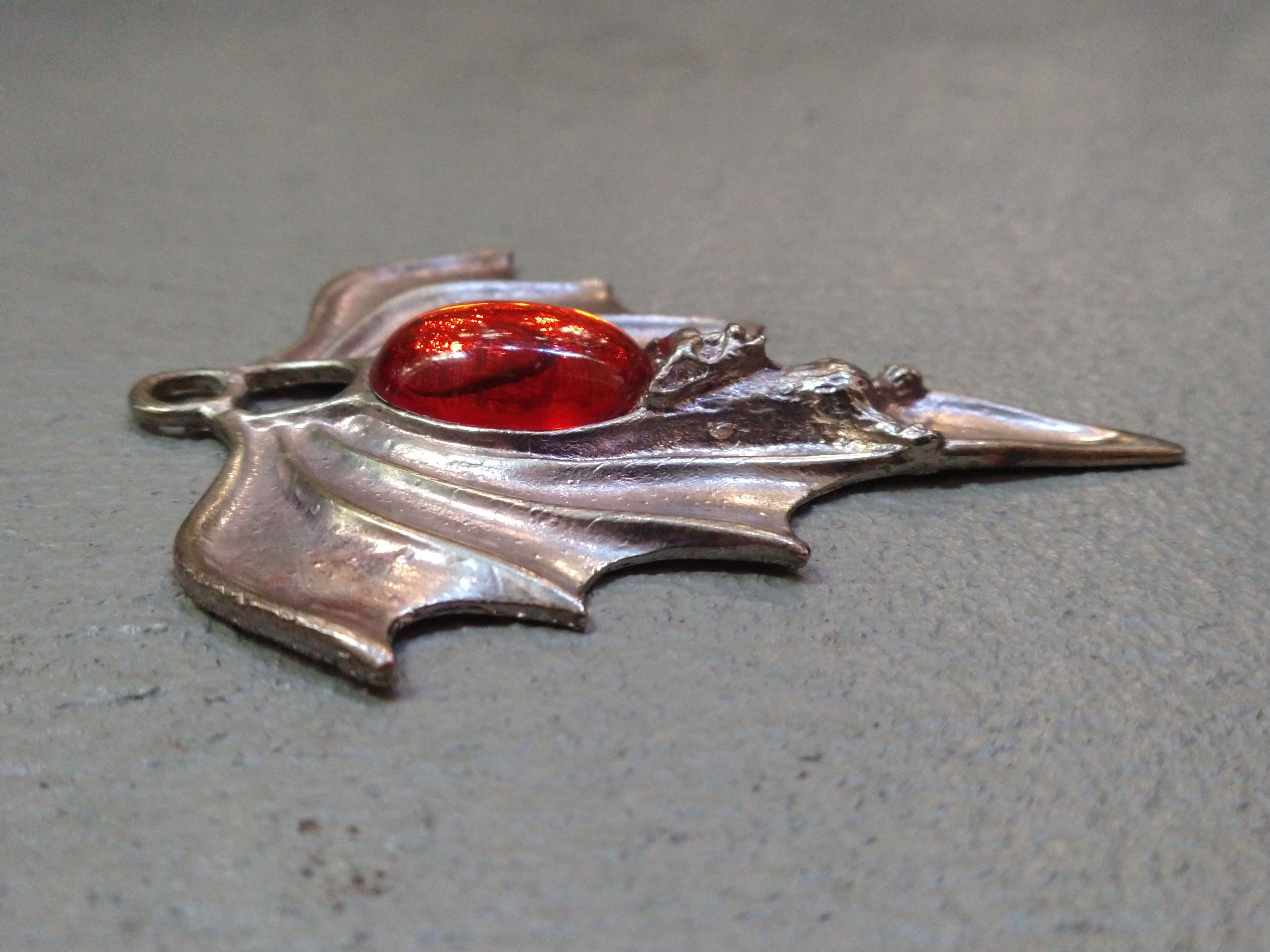 Jewelry Bat Pendant 4" Halloween Orange Silver Size ONE SIZE - 5 Thumbnail