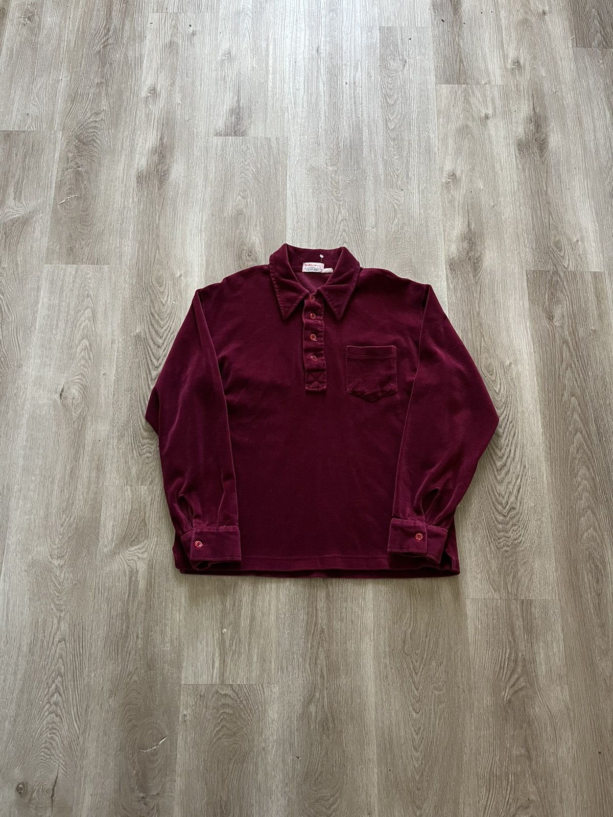 image of 50S/60S Vintage Atkinson Polo Velvet Longsleeve in Red, Men's (Size XL)