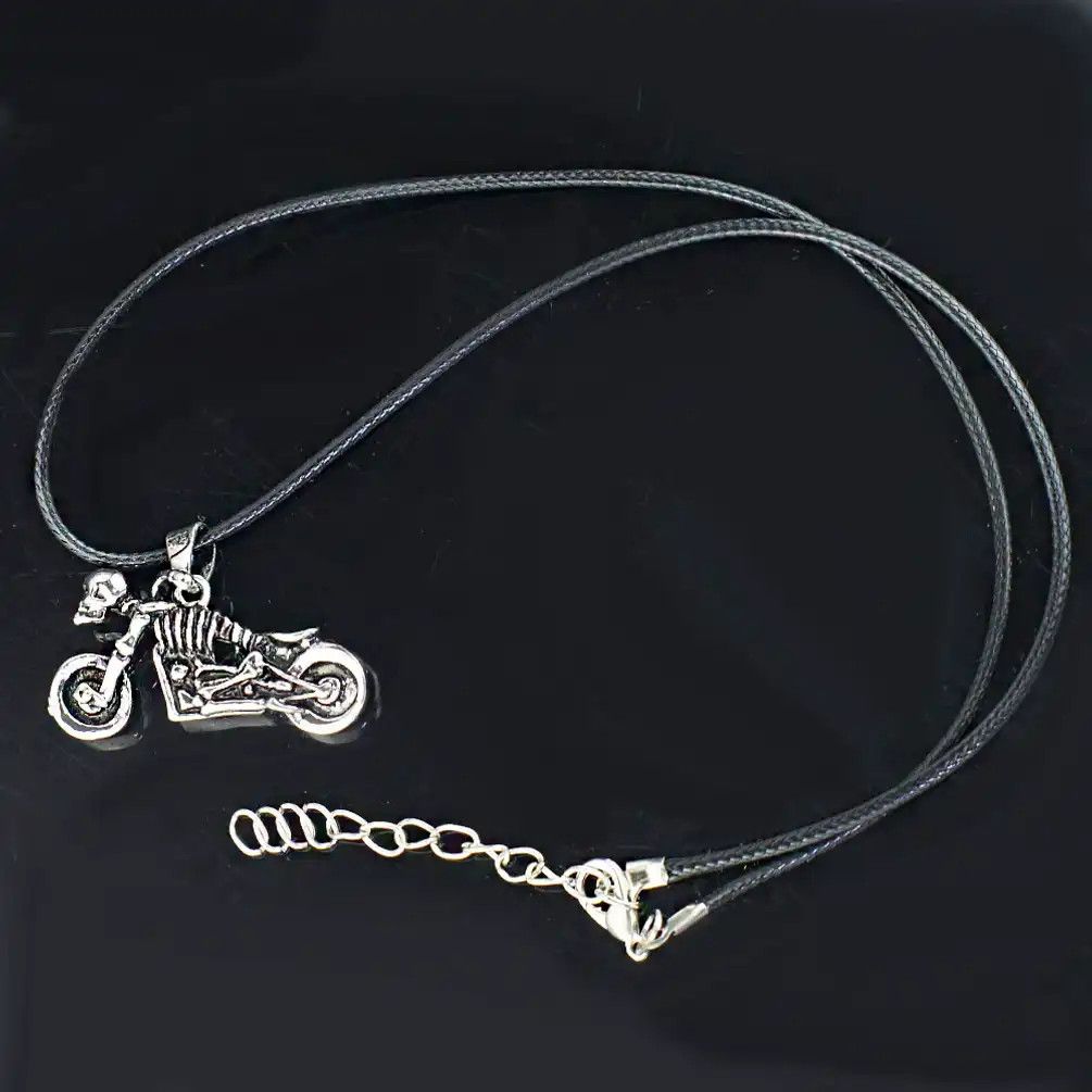 Jewelry Skeleton Motorcycle Pendant Necklace Size ONE SIZE - 3 Thumbnail