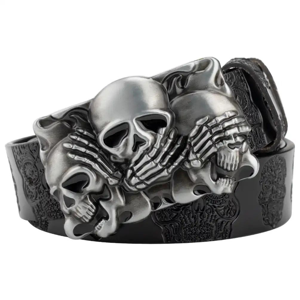 Leather Skull Leather Belts Size ONE SIZE - 1 Thumbnail