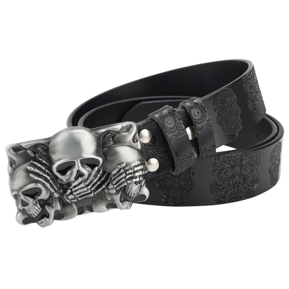 Leather Skull Leather Belts Size ONE SIZE - 2 Thumbnail