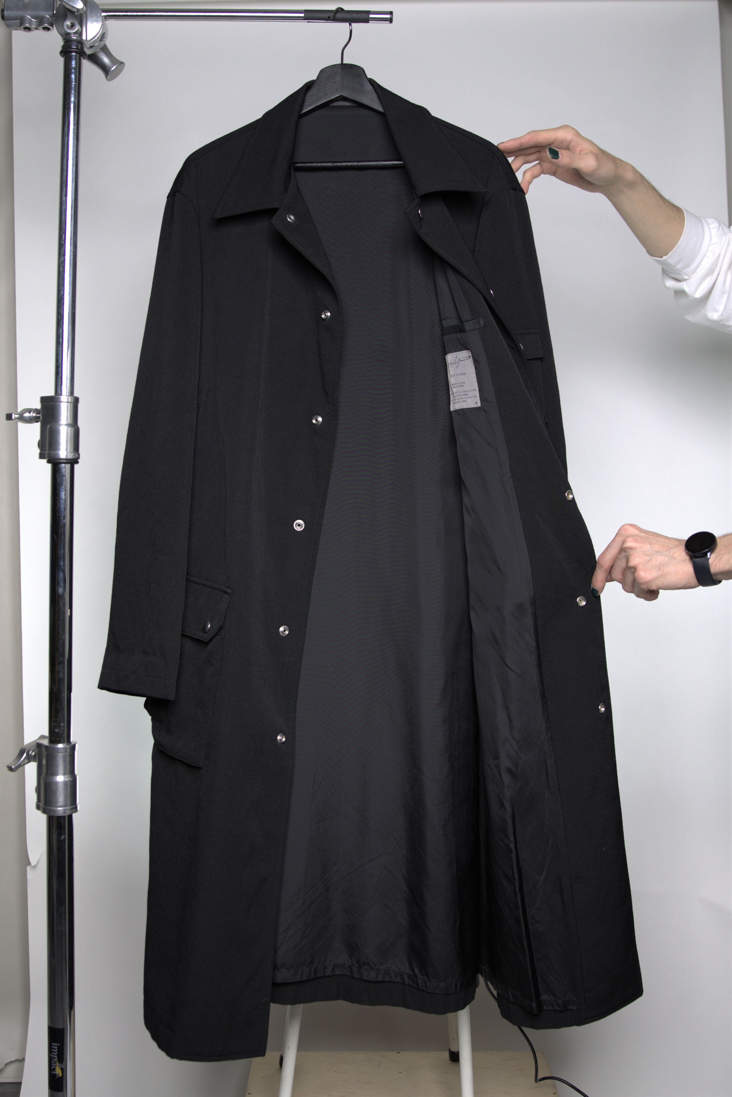 image of Yohji Yamamoto 05Aw Heavy Gabardine Snaps Coat in Black, Men's (Size Large)