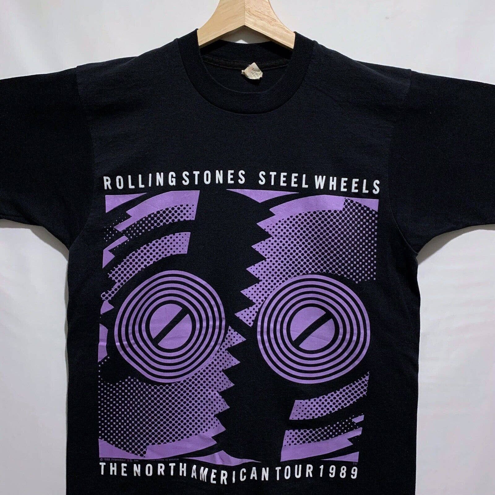 Vintage 80s Rolling Stones Steel Wheels Tour T Shirt Size XS
