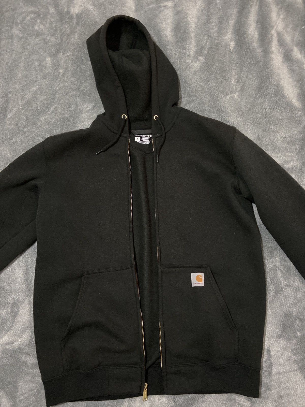 Carhartt ORIGINAL FIT sweatshirt pullover hoodie, men's size L unclear Charcoal Vintage Second Hand