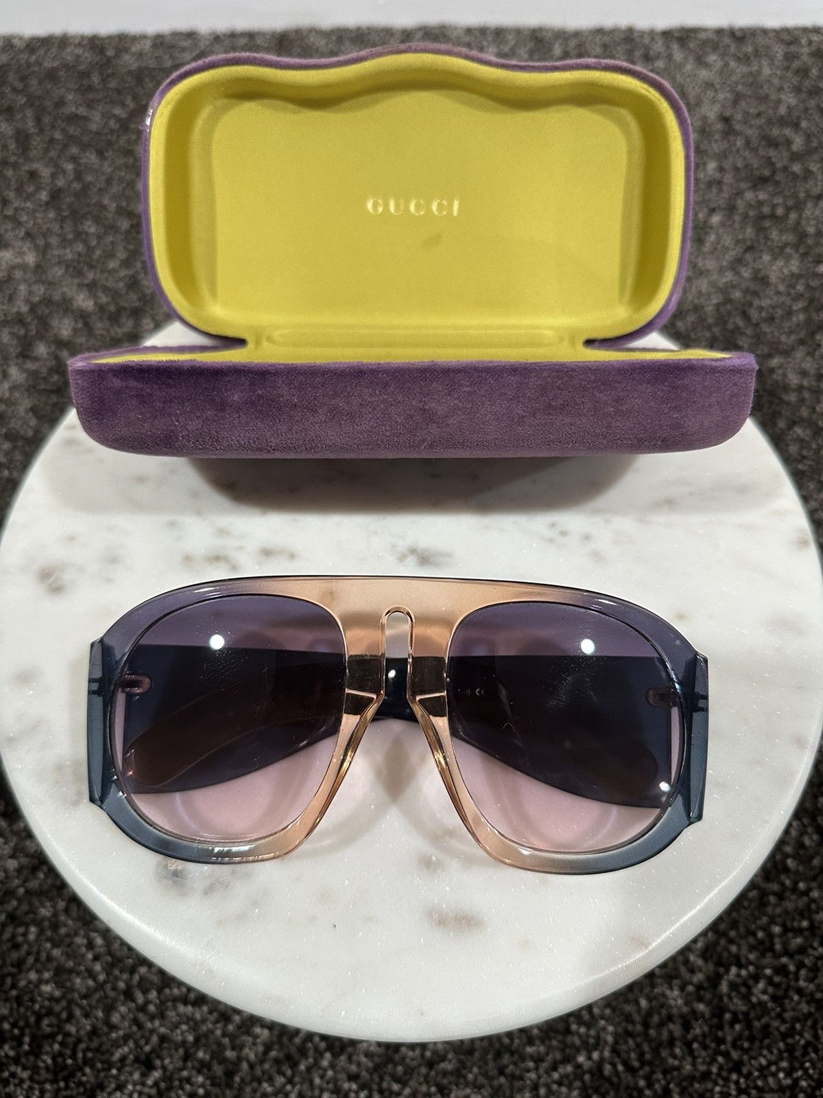 Gucci Lucite Transparent XL Frame Sunglasses