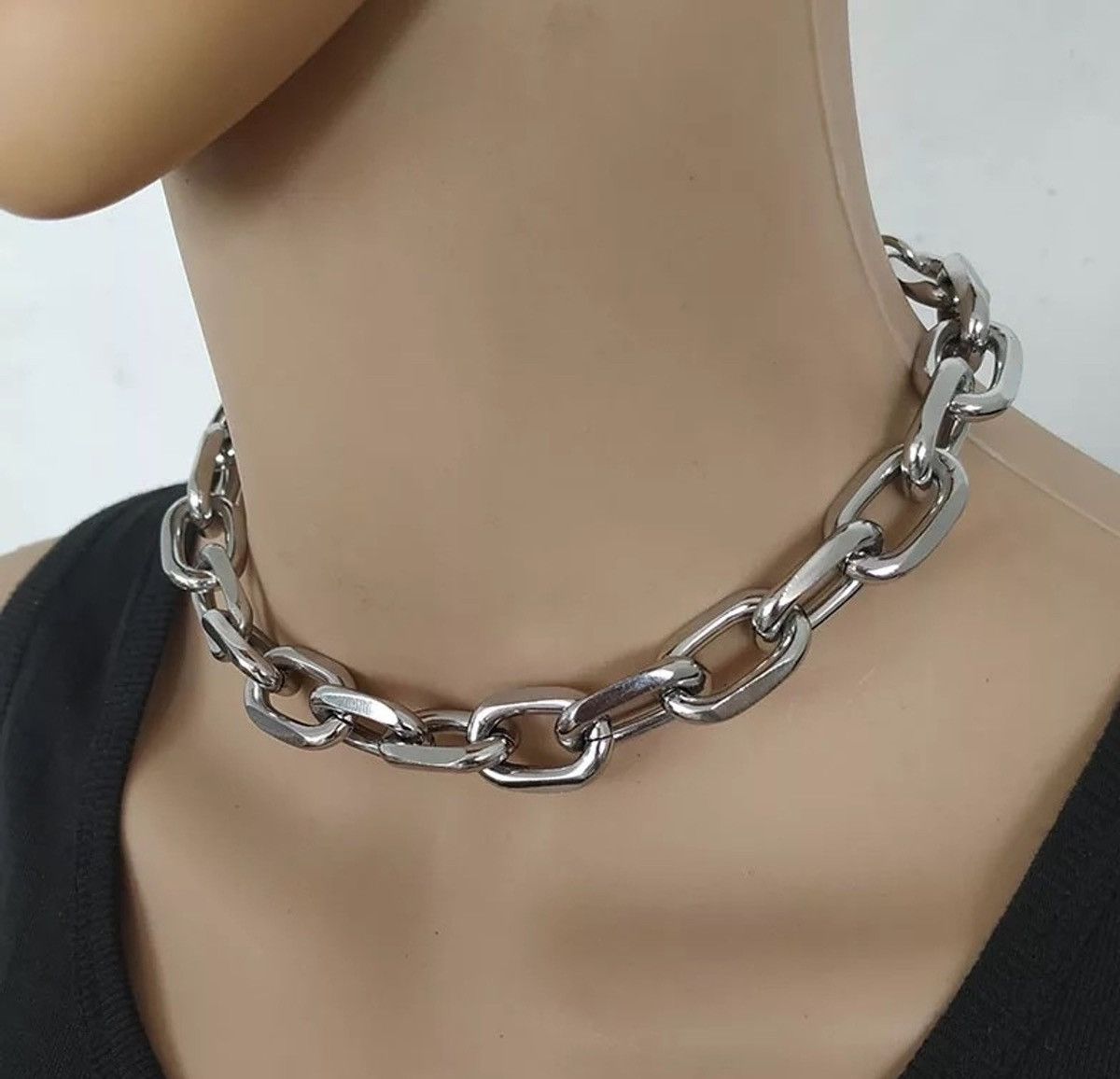 Jewelry Choker Punk Gothic Post Chain Link Necklace Size ONE SIZE - 1 Thumbnail