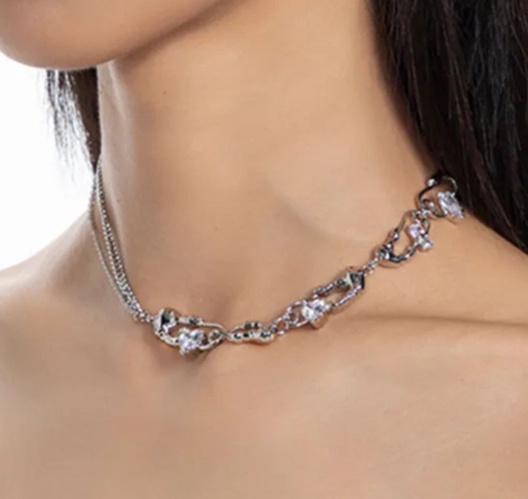 Jewelry Love Heart Crystal Chains Choker Necklaces Size ONE SIZE - 2 Thumbnail