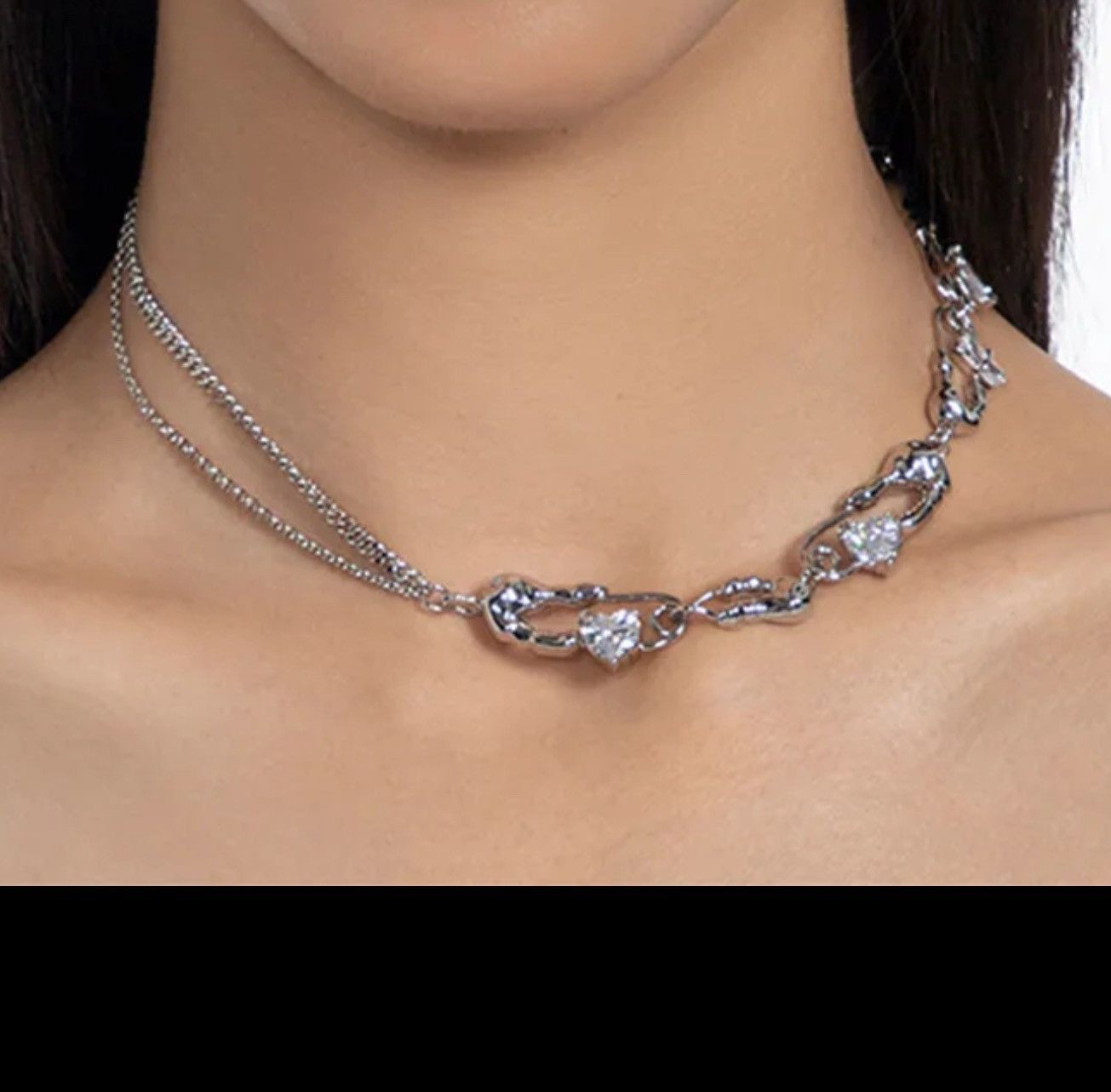 Jewelry Love Heart Crystal Chains Choker Necklaces Size ONE SIZE - 3 Thumbnail