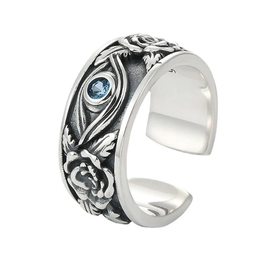Jewelry All-seeing Eye Inlaid Blue Zircon Ring Size ONE SIZE - 5 Thumbnail