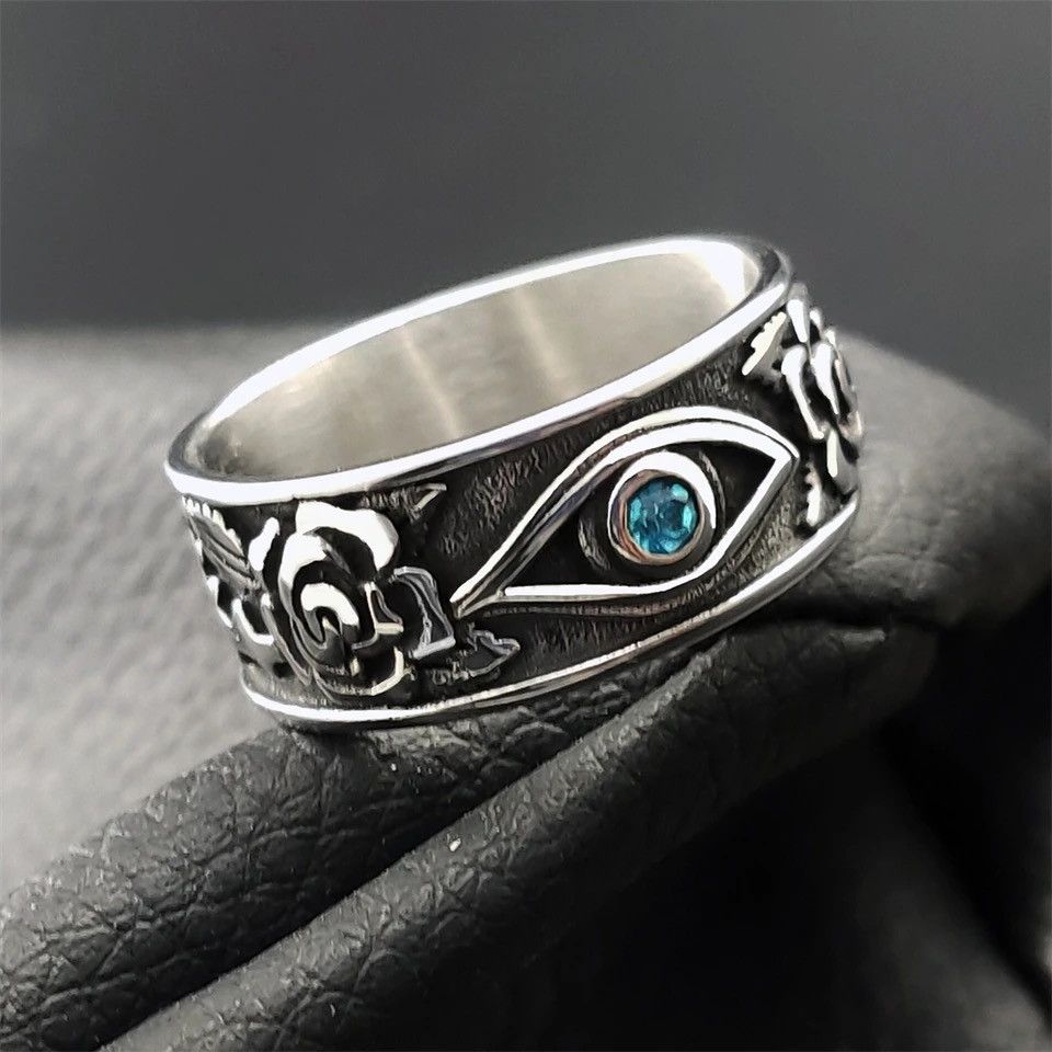 Jewelry All-seeing Eye Inlaid Blue Zircon Ring Size ONE SIZE - 1 Thumbnail