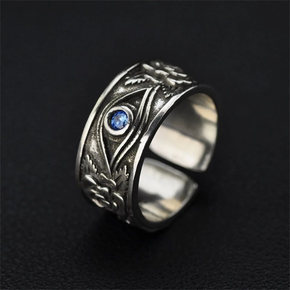 Jewelry All-seeing Eye Inlaid Blue Zircon Ring Size ONE SIZE - 2 Thumbnail
