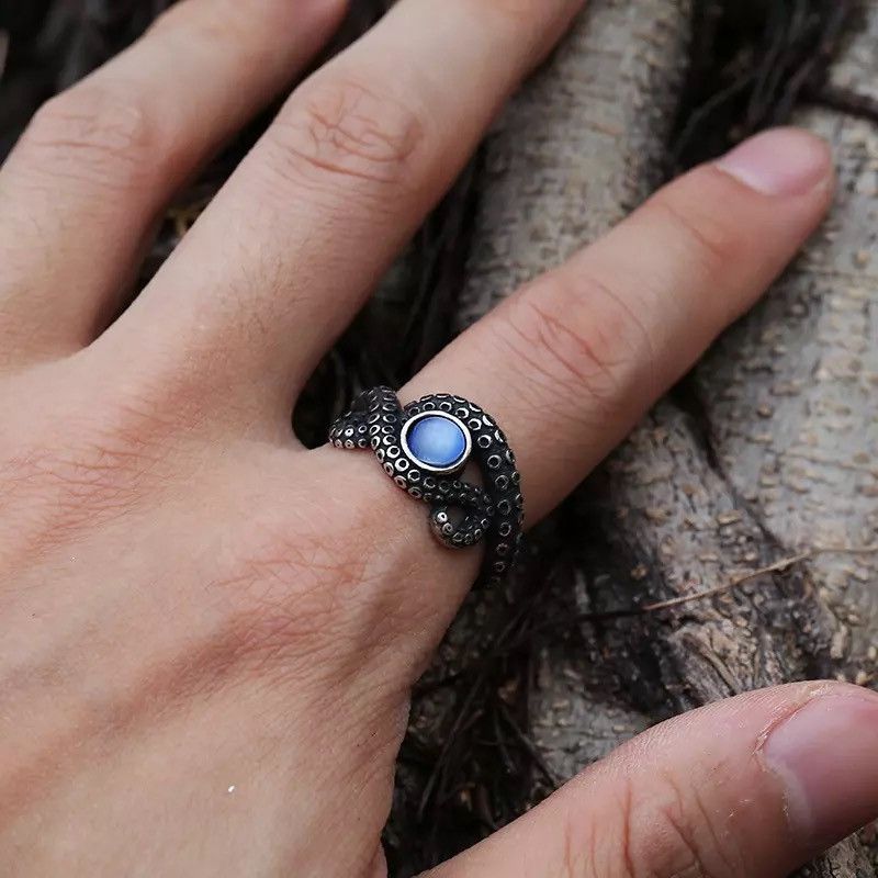 Vintage Retro Eye Stone Octopus Ring Size ONE SIZE - 2 Preview