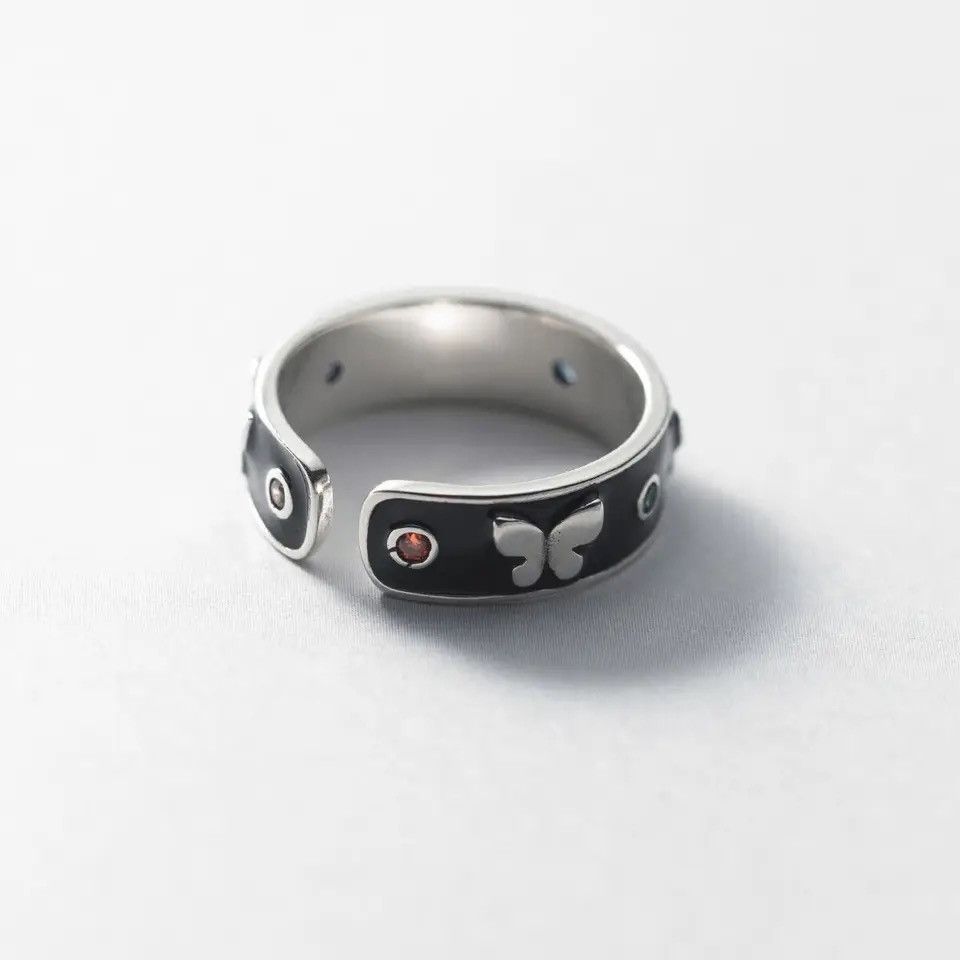 Japanese Brand × Jewelry × Vintage Black Drip Glue Inlaid Crystal Butterfly Ring Size ONE SIZE - 3 Thumbnail