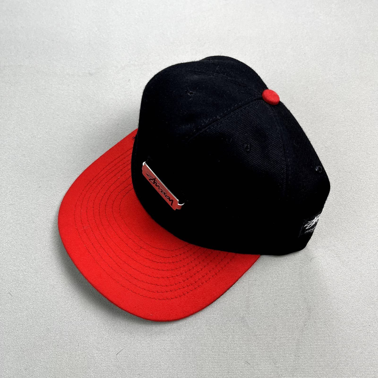 Vintage Stussy Hat Cap Strapback Black Red Logo Skater 90s Accessories
