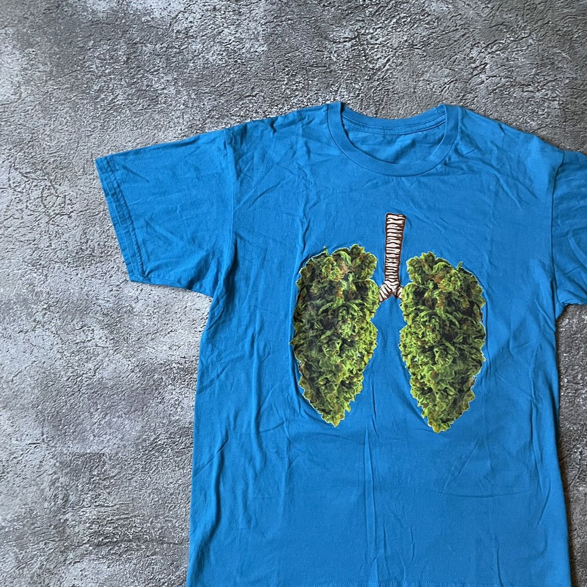 Vintage Vintage Y2K Graphic Tee Sun Faded Lungs Print Blue Grunge L Size US L / EU 52-54 / 3 - 4 Thumbnail