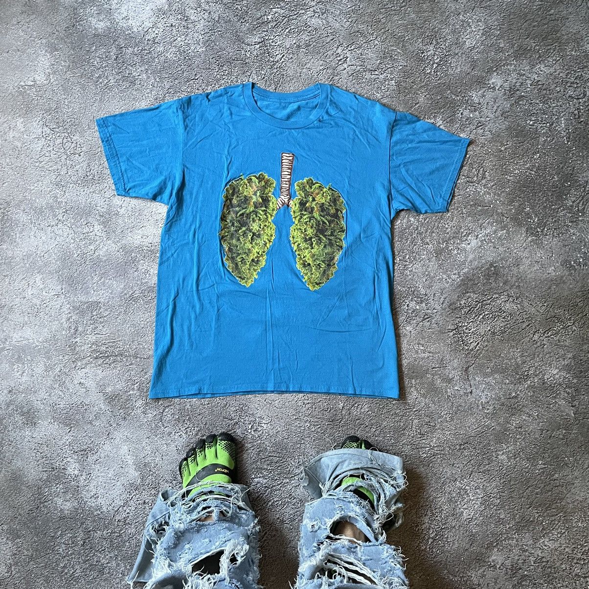 Vintage Vintage Y2K Graphic Tee Sun Faded Lungs Print Blue Grunge L Size US L / EU 52-54 / 3 - 1 Thumbnail
