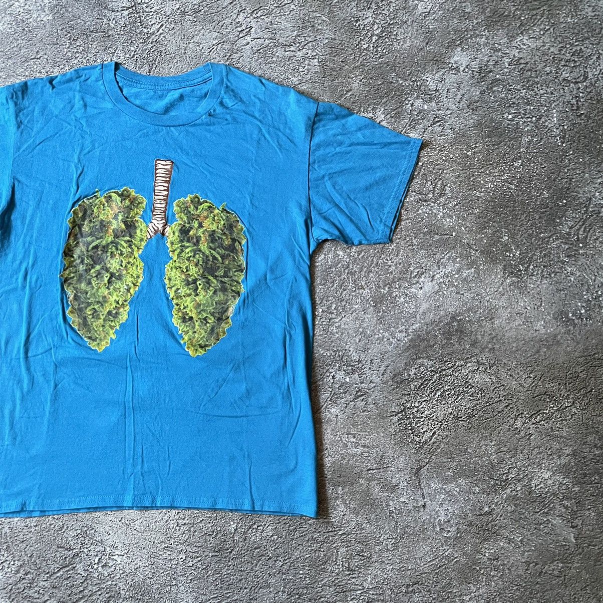 Vintage Vintage Y2K Graphic Tee Sun Faded Lungs Print Blue Grunge L Size US L / EU 52-54 / 3 - 3 Thumbnail